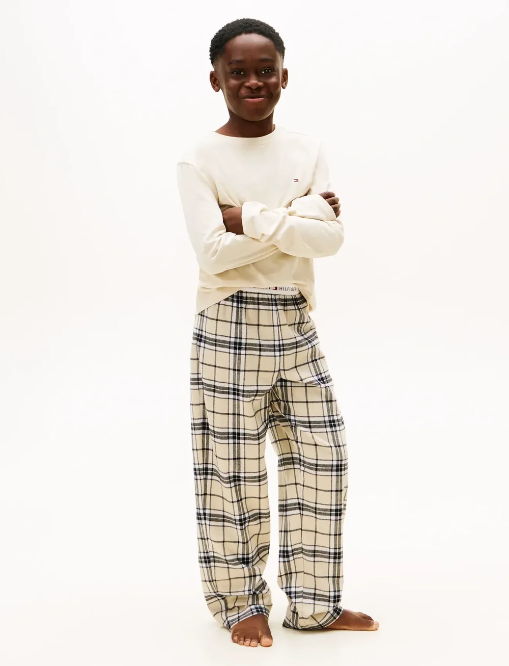 Tommy Hilfiger - FLANNEL PJ SET GIFTING - långärmade t-shirts - newsprint / tartan newsprint - 0