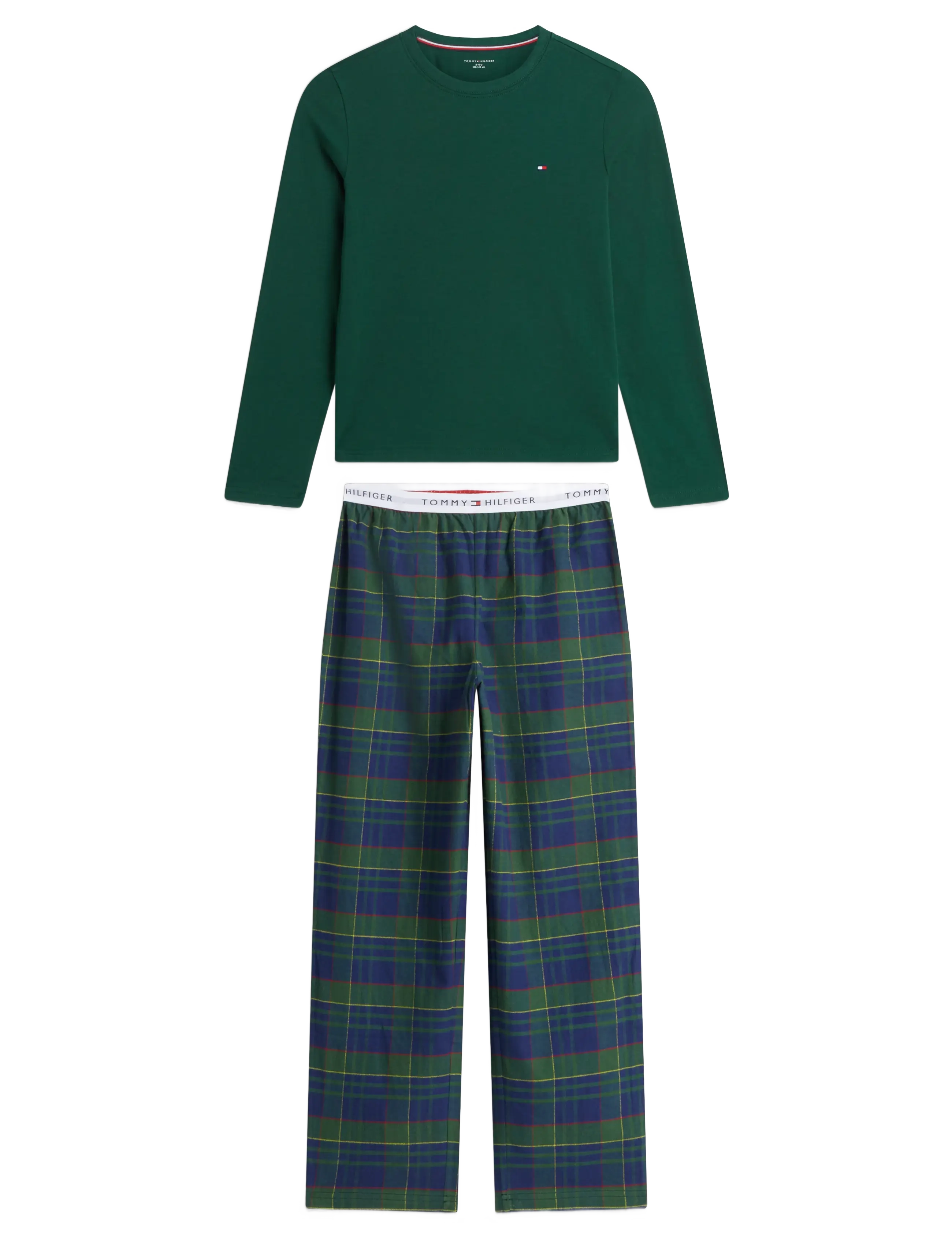 Tommy Hilfiger LONG PJ SET - Naktsveļa - ORN GREEN   BUFFALO CHECK EVERGREEN / green
