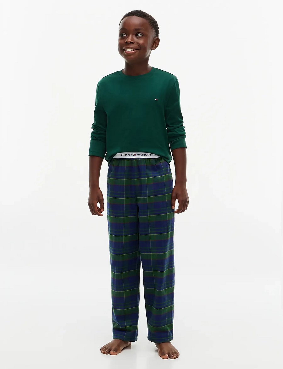 Tommy Hilfiger - LONG PJ SET - pyjama-sets - orn green buffalo check evergreen - 0