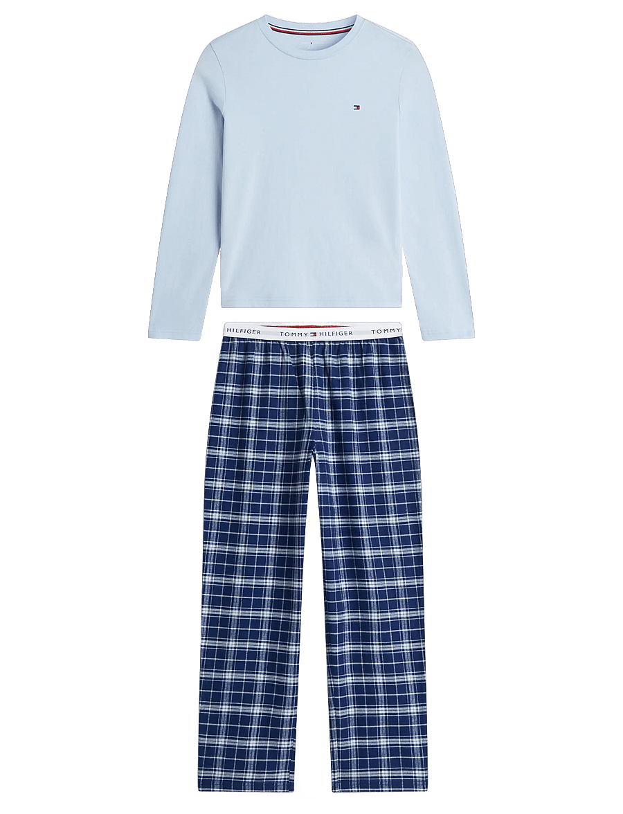 Tommy Hilfiger - LONG PJ SET - sets - tonal blue plaid - 1