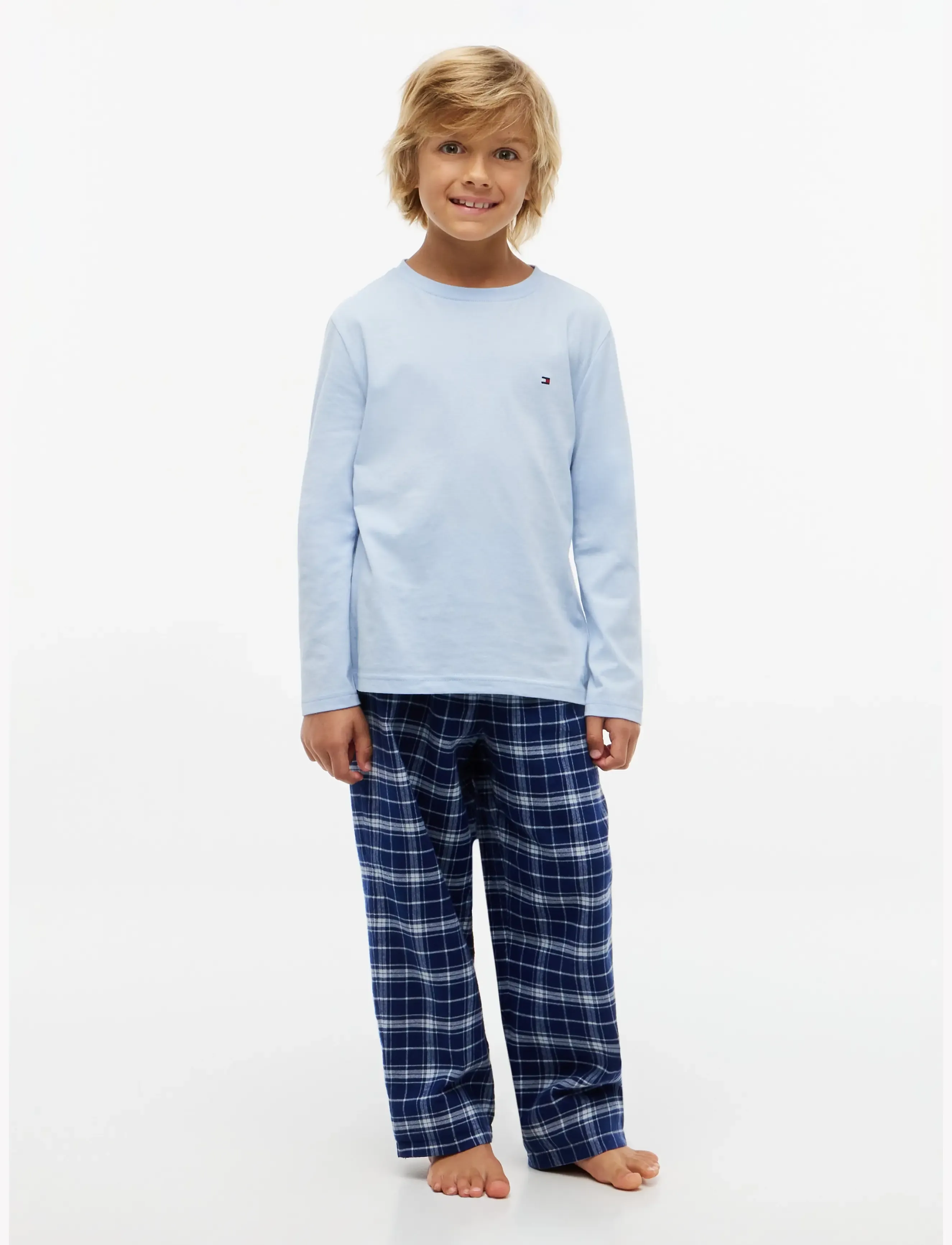Tommy Hilfiger - LONG PJ SET - sets - tonal blue plaid - 0