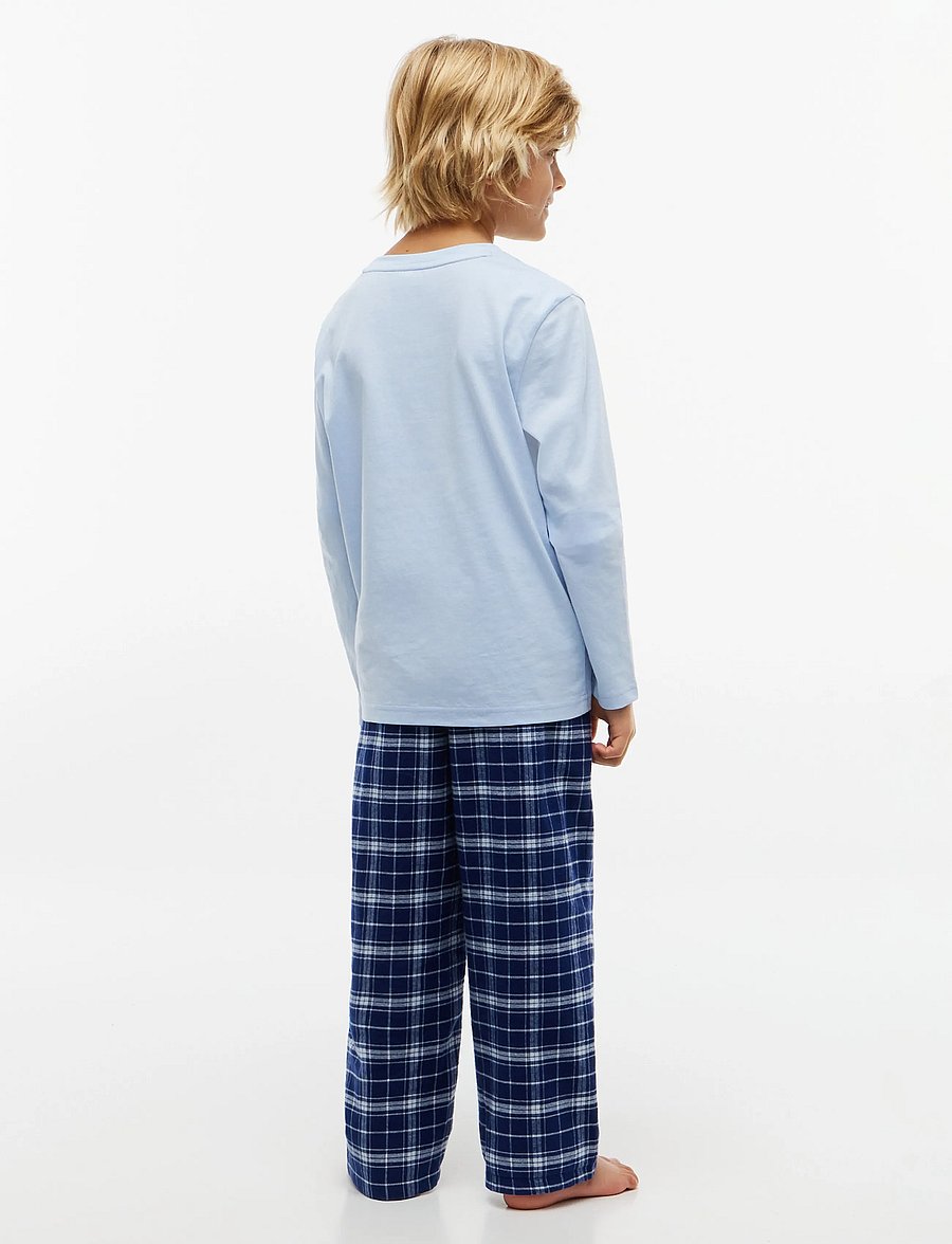 Tommy Hilfiger - LONG PJ SET - sets - tonal blue plaid - 5
