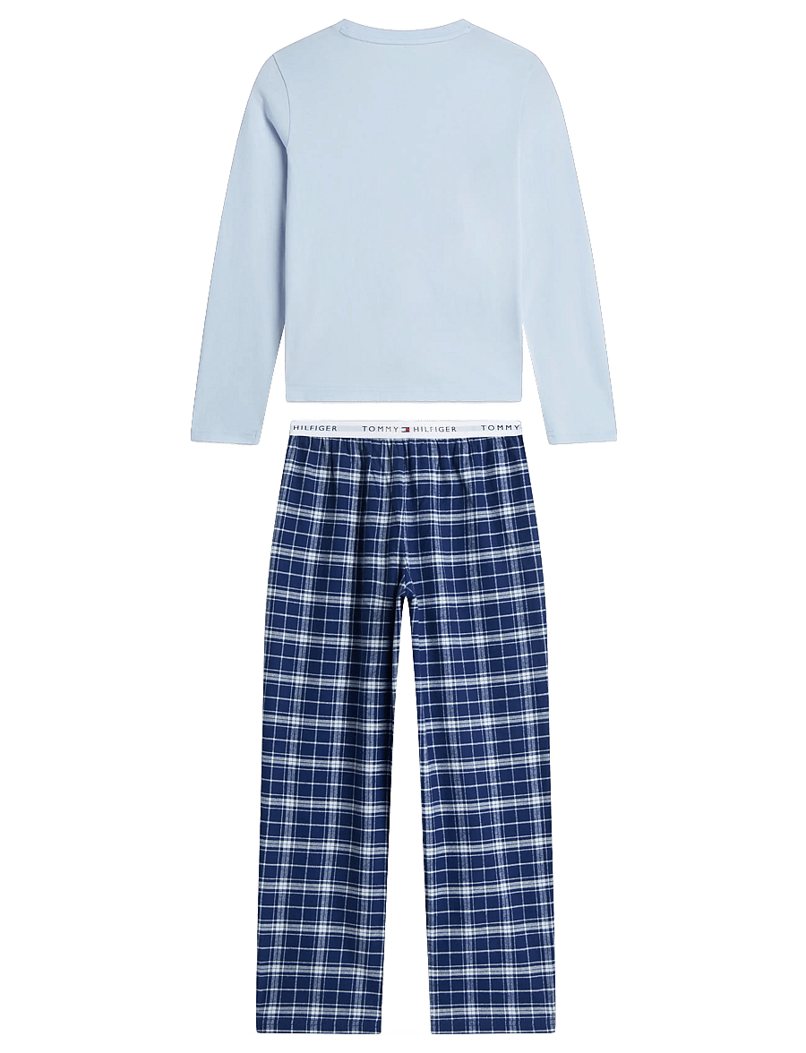 Tommy Hilfiger - LONG PJ SET - sets - tonal blue plaid - 4