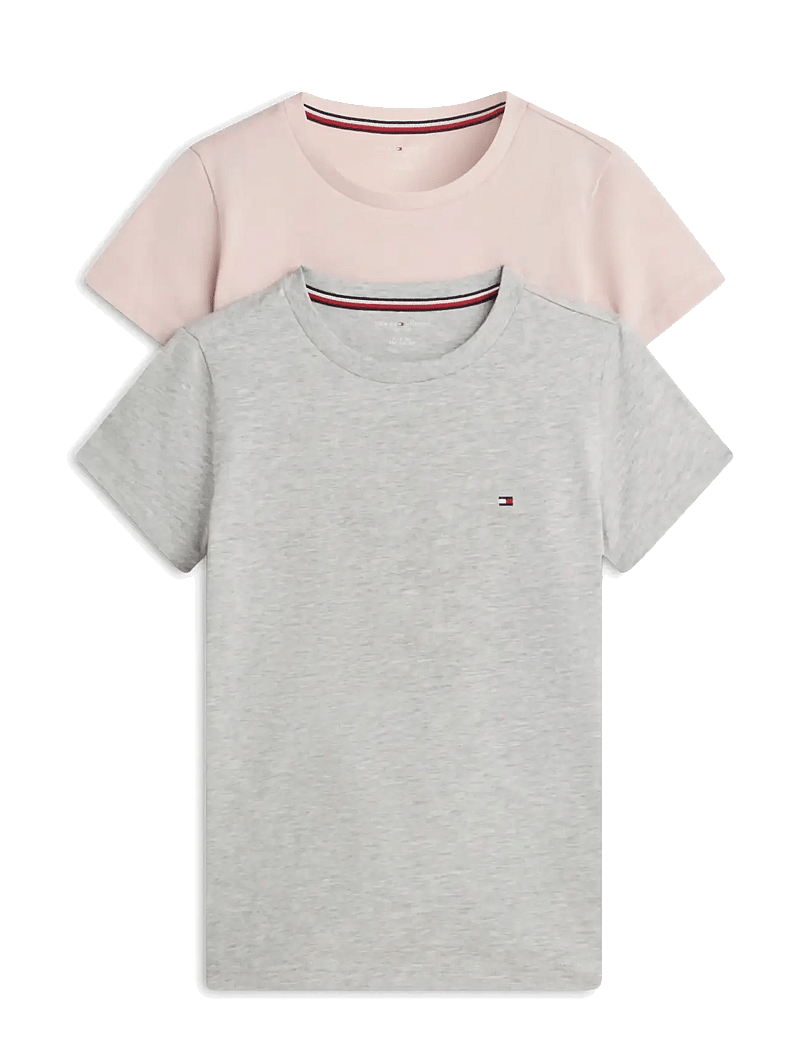 Tommy Hilfiger - 2 PK SS TEE - short-sleeved t-shirts - foggy pink l gry htr - 1