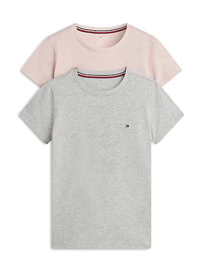 Tommy Hilfiger 2 PK SS TEE - Oberteile & T-Shirts - FOGGY PINK L GRY HTR / pink/rose