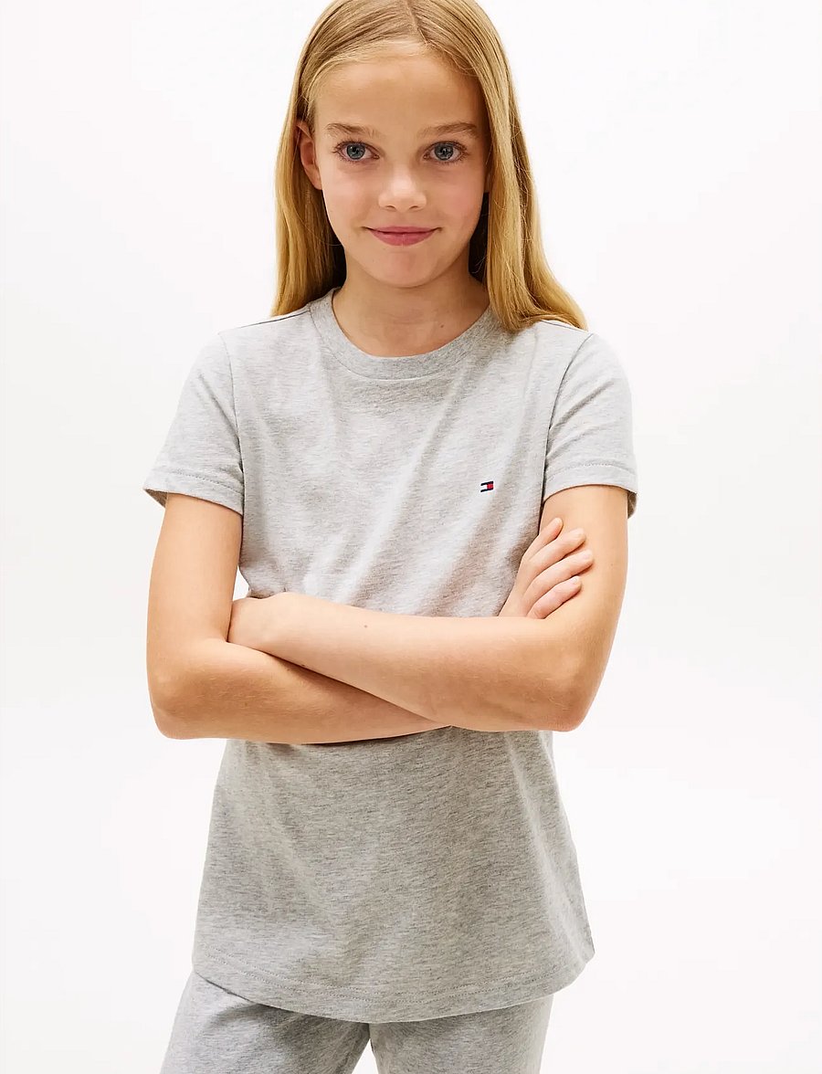 Tommy Hilfiger - 2 PK SS TEE - kortærmede t-shirts - foggy pink l gry htr - 0