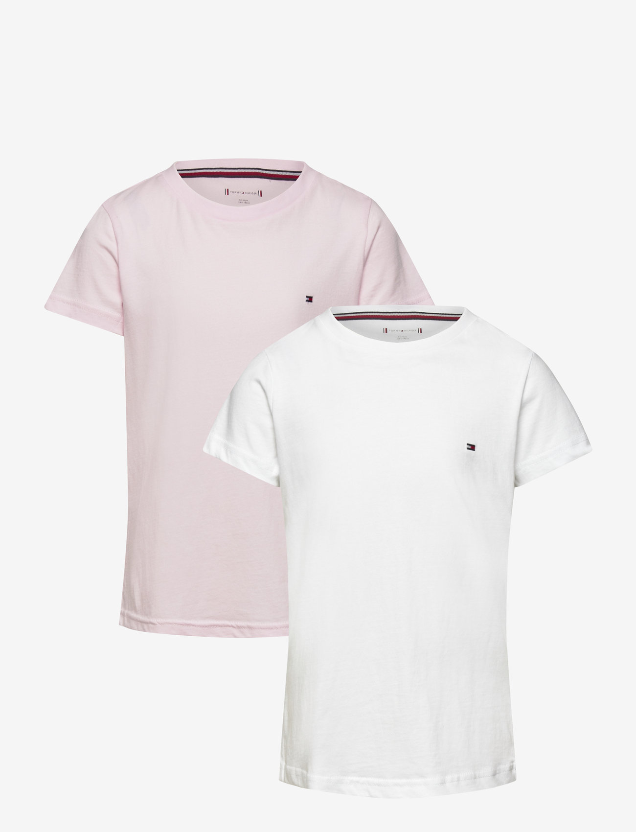 Tommy Hilfiger - 2 PK SS TEE - short-sleeved t-shirts - white/ light pink - 0
