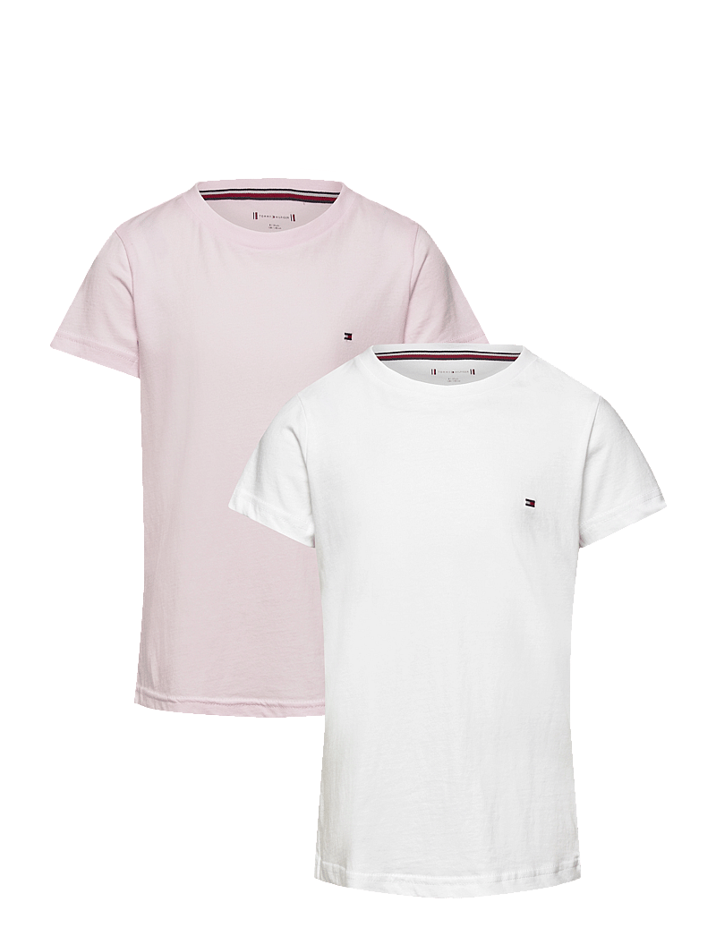 Tommy Hilfiger - 2 PK SS TEE - short-sleeved t-shirts - white/ light pink - 0