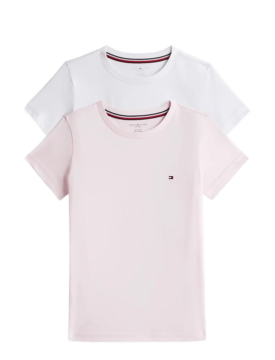 Tommy Hilfiger - 2 PK SS TEE - kortärmade t-shirts - white light pink - 0