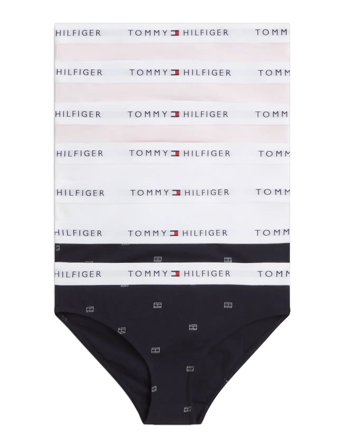 Tommy Hilfiger 7 Pk Bikini Print, Børn, 7 Pak Bikini Trusser, Pink, Str: 140-152