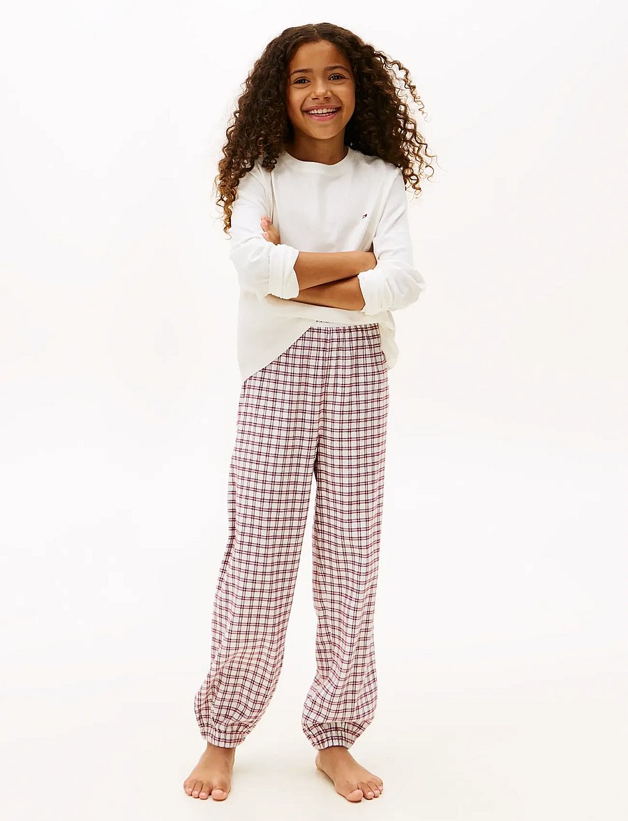 Tommy Hilfiger - LS CUFFED PJ SET GIFTING - langärmelig - ivory silk/mini plaid ivory silk - 0