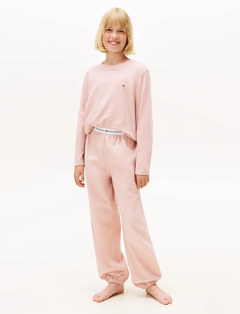 Tommy Hilfiger - LS CUFFED PJ SET - langærmede t-shirts - foggy pink - 0