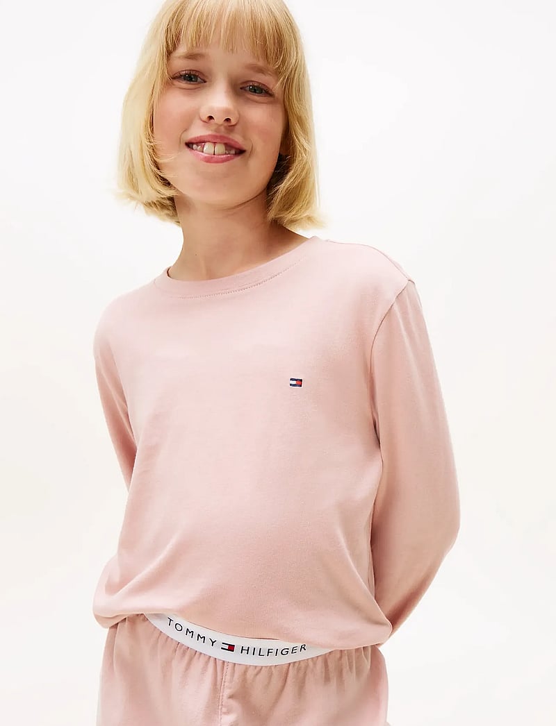 Tommy Hilfiger - LS CUFFED PJ SET - langærmede t-shirts - foggy pink - 4