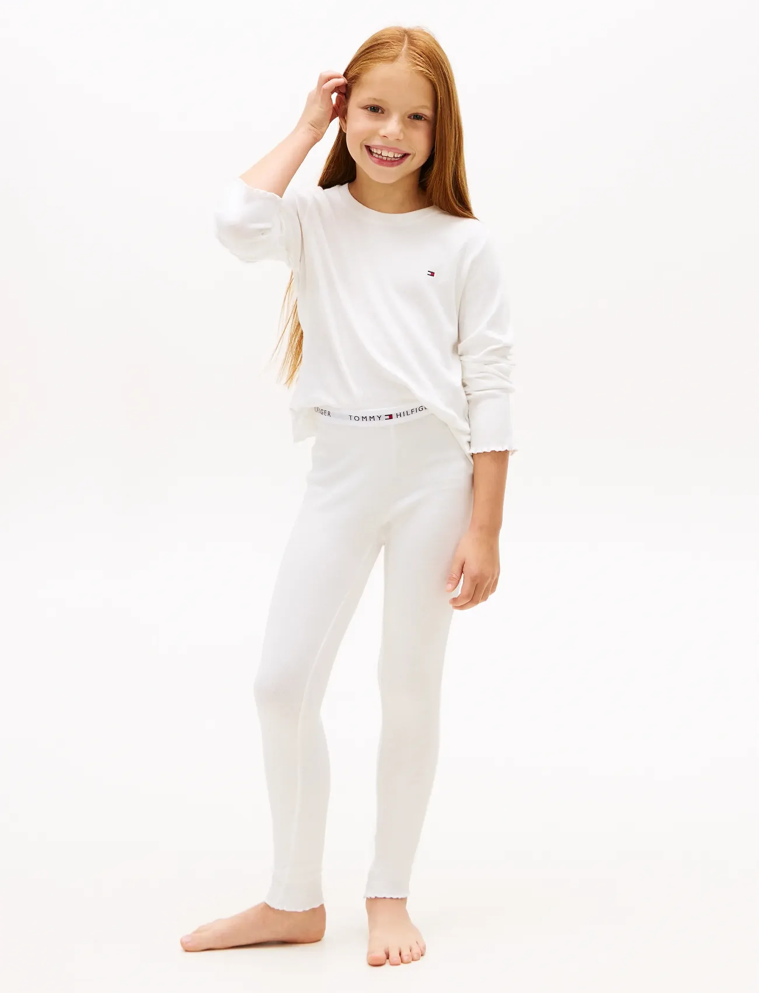 Tommy Hilfiger Pointelle Ls Pj Set Gifting, 128-140, White, Pyjamas > Pyjamas-Sæt, Børn