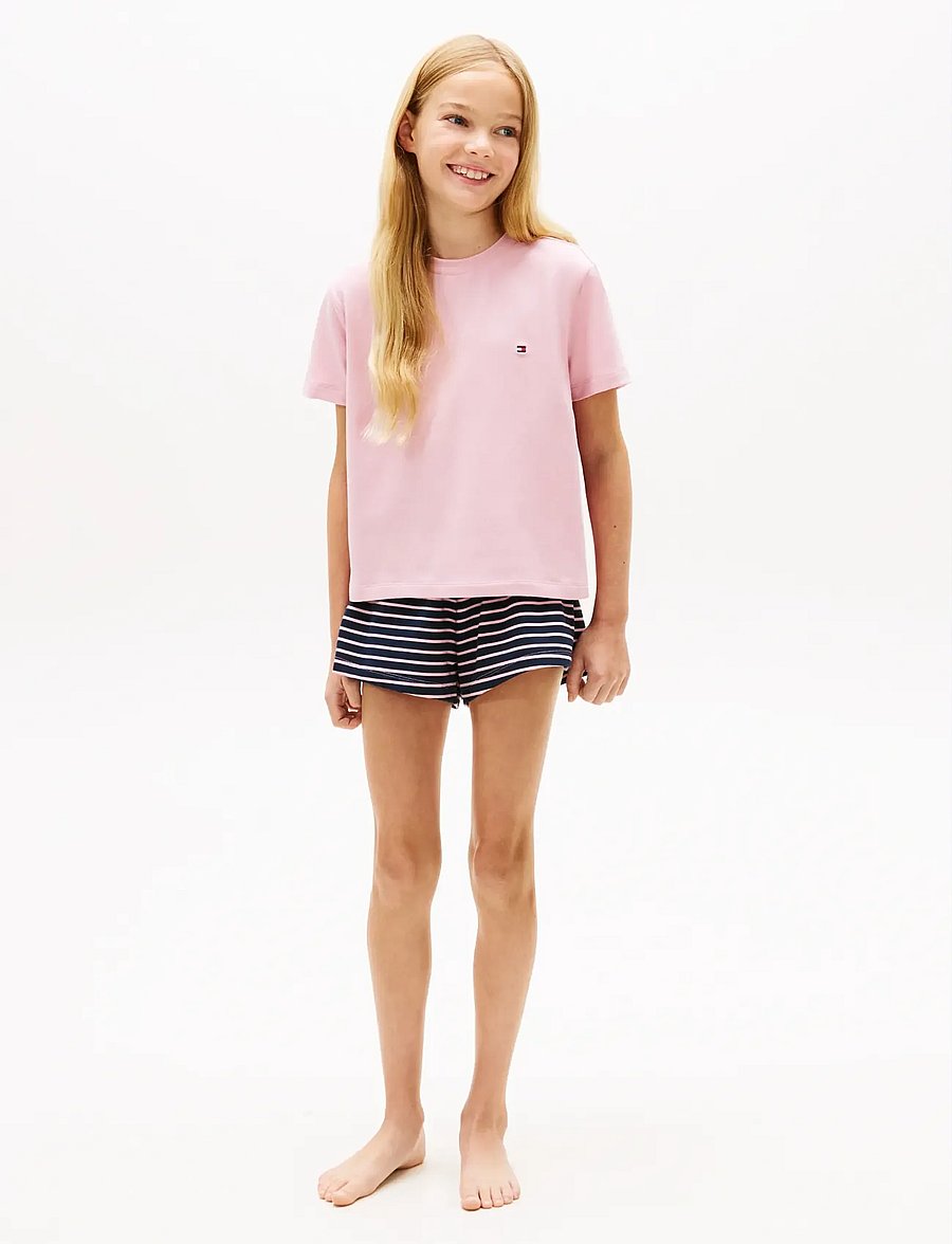 Tommy Hilfiger - SS PJ SET - pyjama-sets - bonita pink breton navy - 0