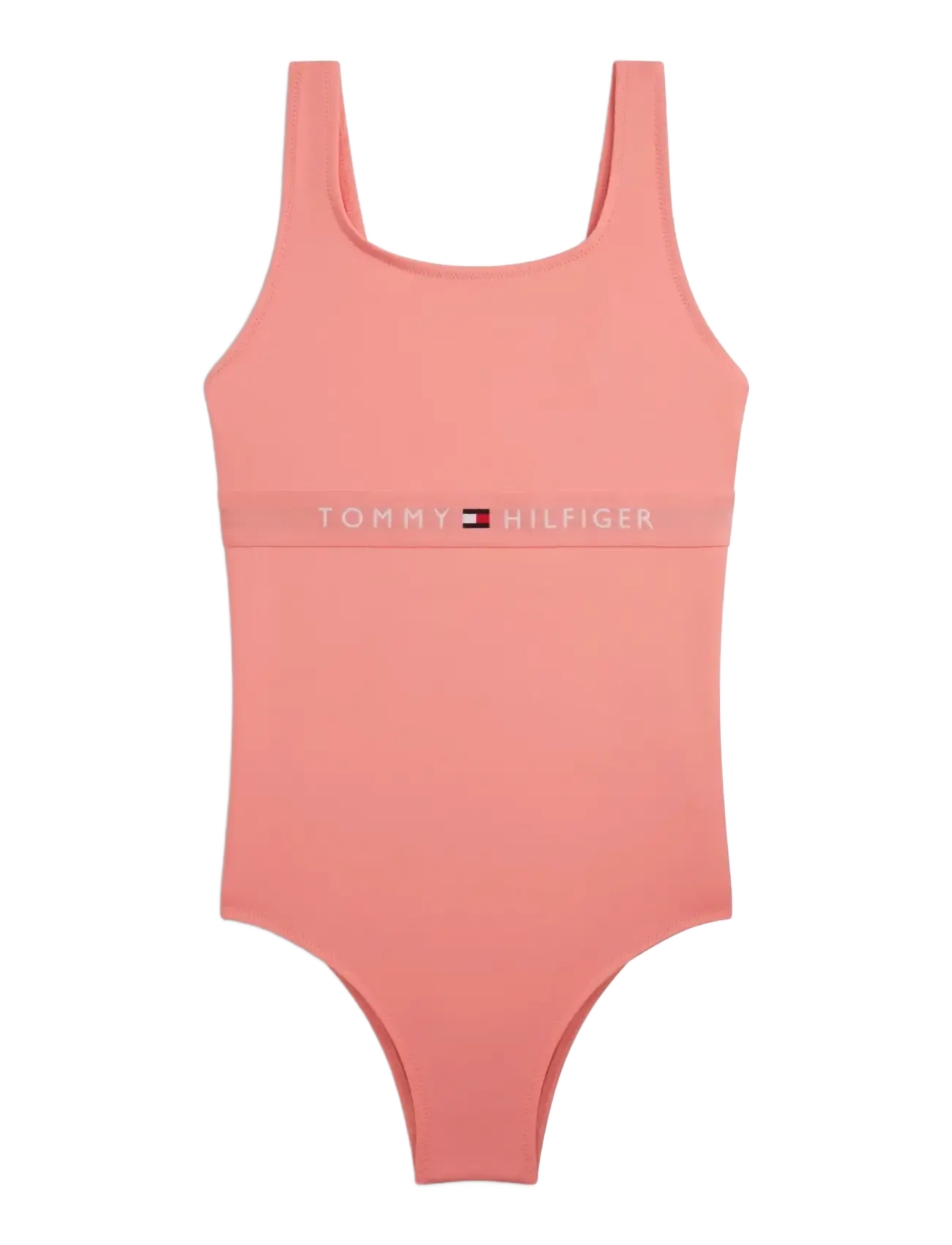 Tommy Hilfiger Square Neck One Piece, 152-164, Pink, Badetøj > Badedragter, Børn
