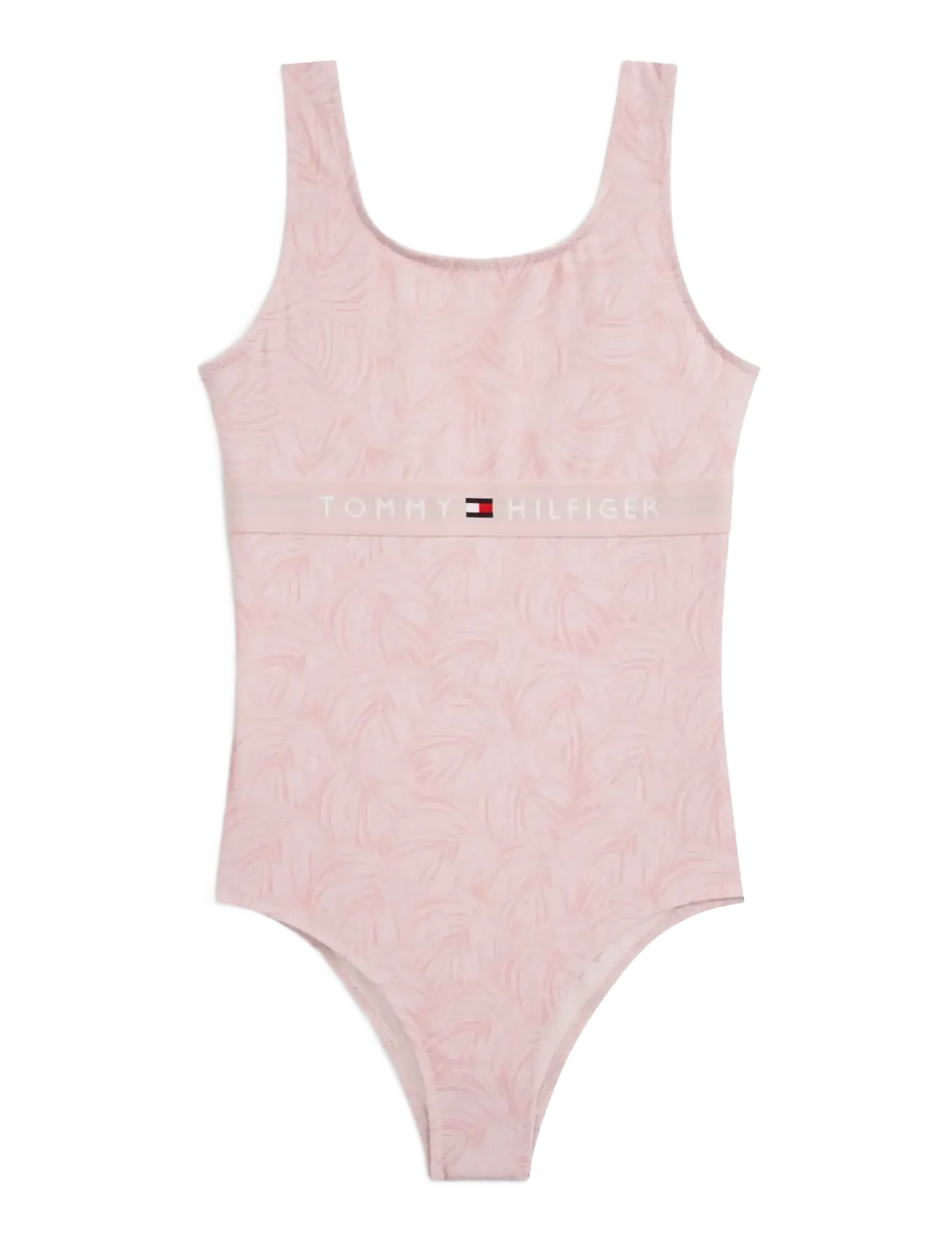 Tommy Hilfiger - SQUARE NECK ONE PIECE PRINT - badedragter - palm leaf pink - 1