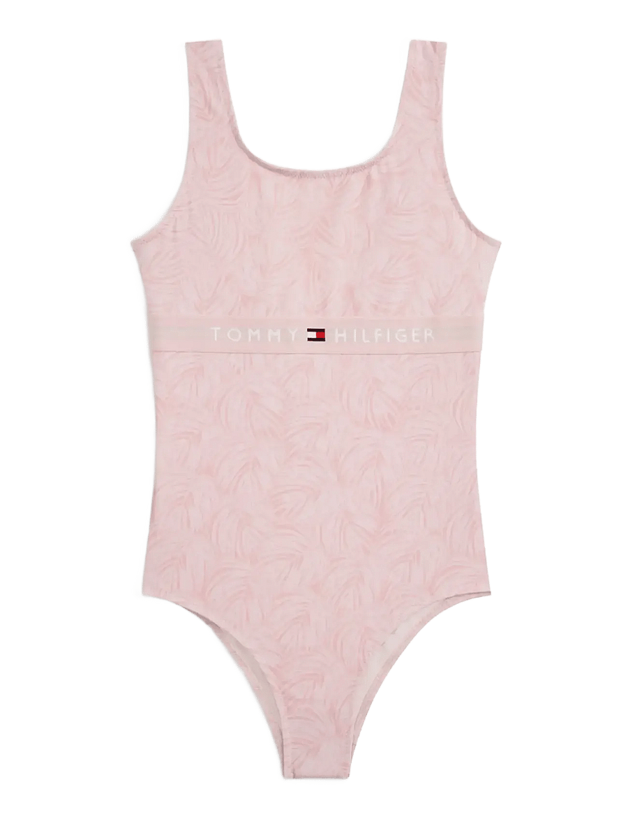 Tommy Hilfiger - SQUARE NECK ONE PIECE PRINT - badeanzüge - palm leaf pink - 1