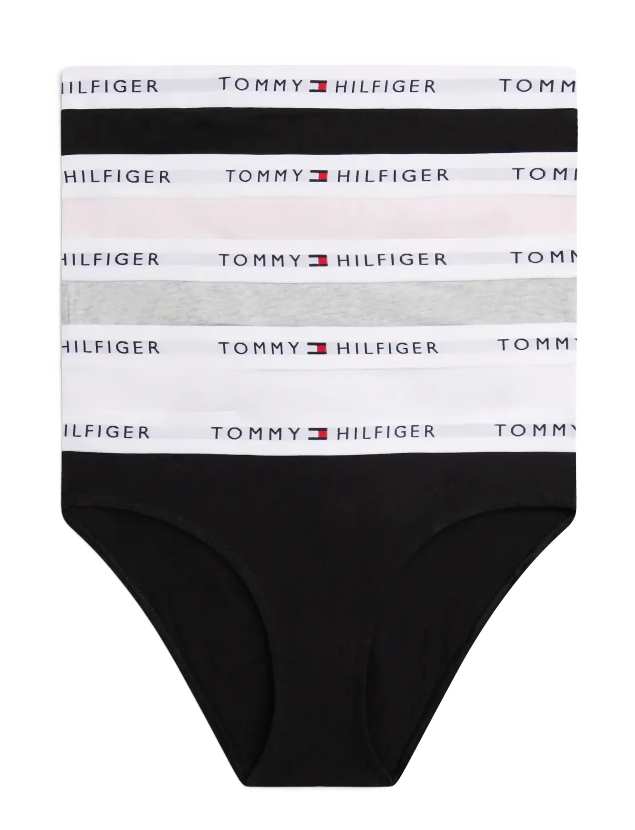 Tommy Hilfiger 5 PK BIKINI - Trosor - BLACK HTR L PINK WHITE BLACK / multi