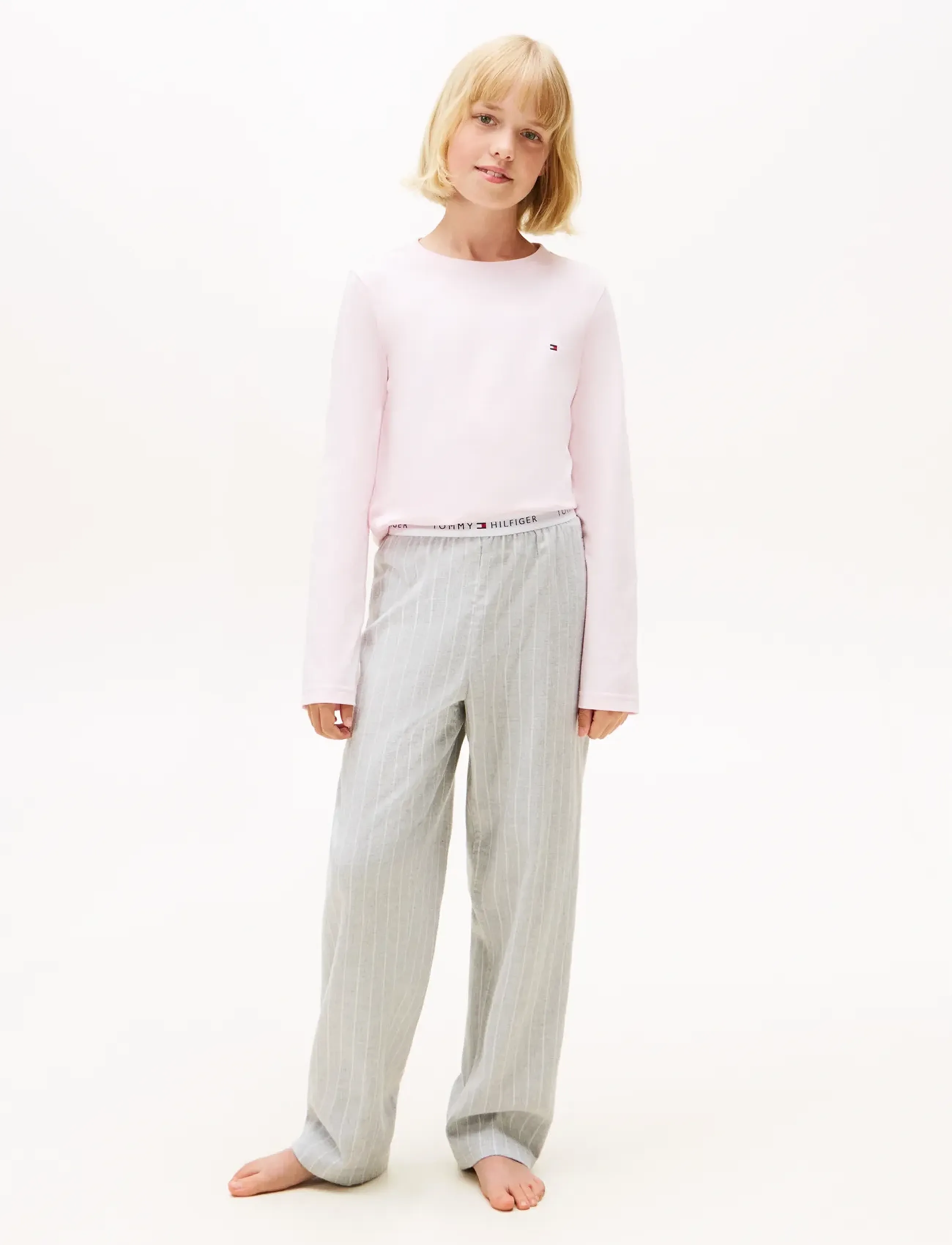 Tommy Hilfiger Flannel Pants Print, 128-140, Pyjamas, Grau - Pyjama Pants, Kinder