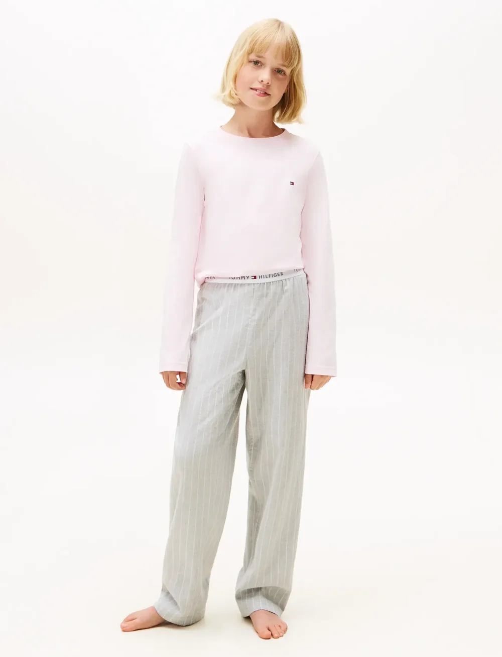 Tommy Hilfiger - FLANNEL PANTS PRINT - schlafanzüge - thin stripe light grey - 0