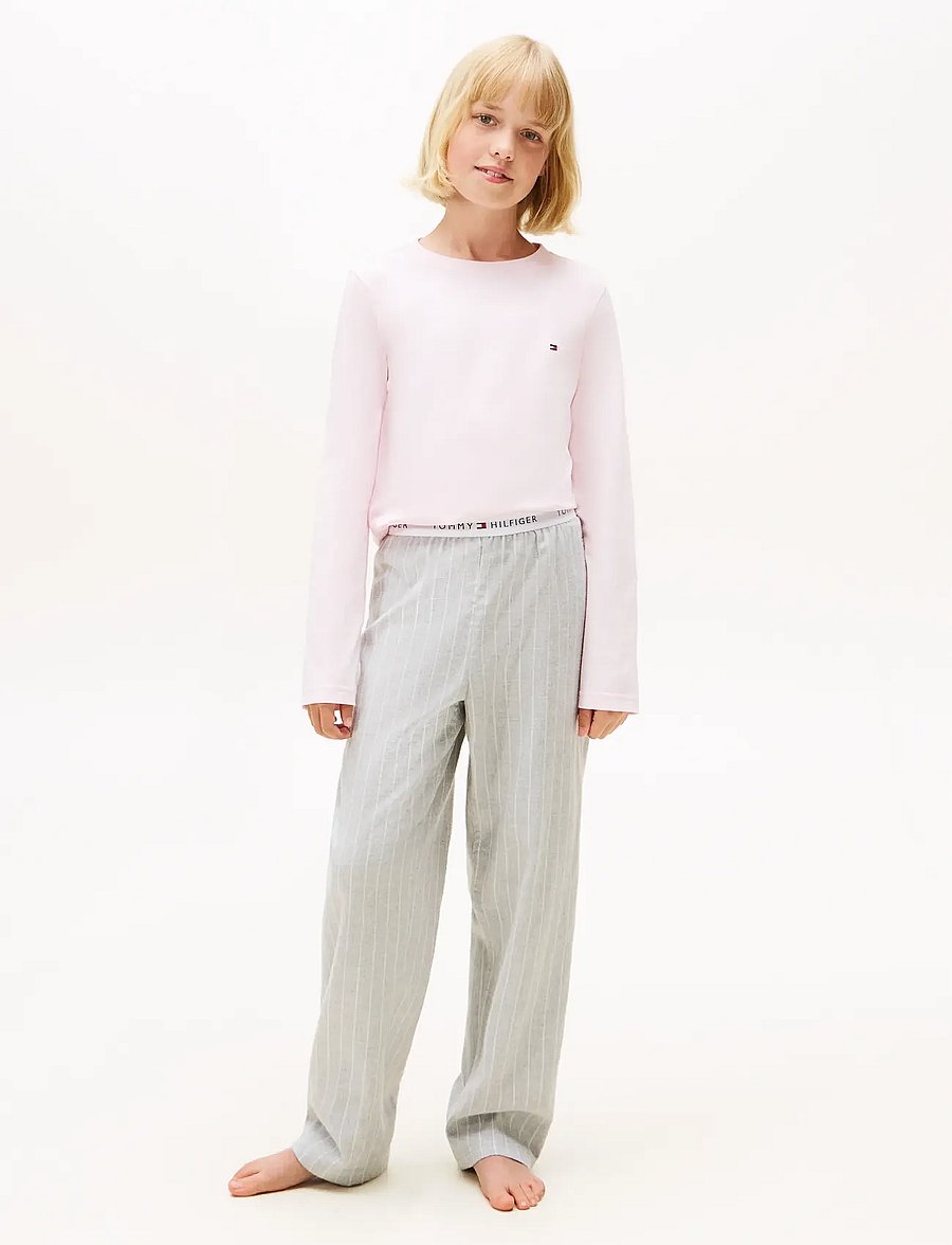 Tommy Hilfiger - FLANNEL PANTS PRINT - pyjamas - thin stripe light grey - 0