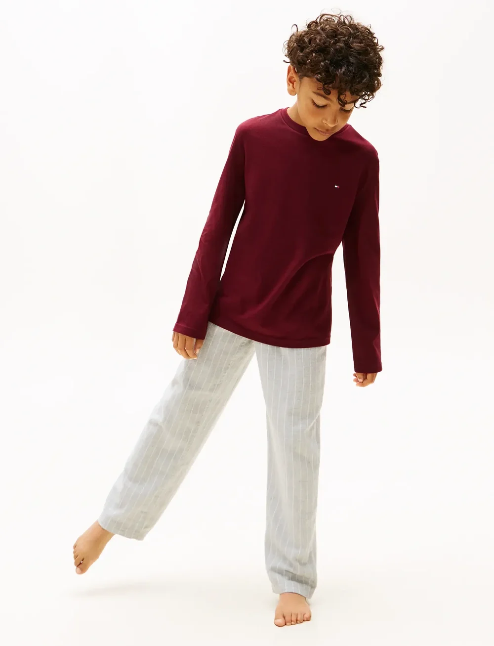 Tommy Hilfiger - FLANNEL PANTS PRINT - schlafanzüge - thin stripe light grey - 2