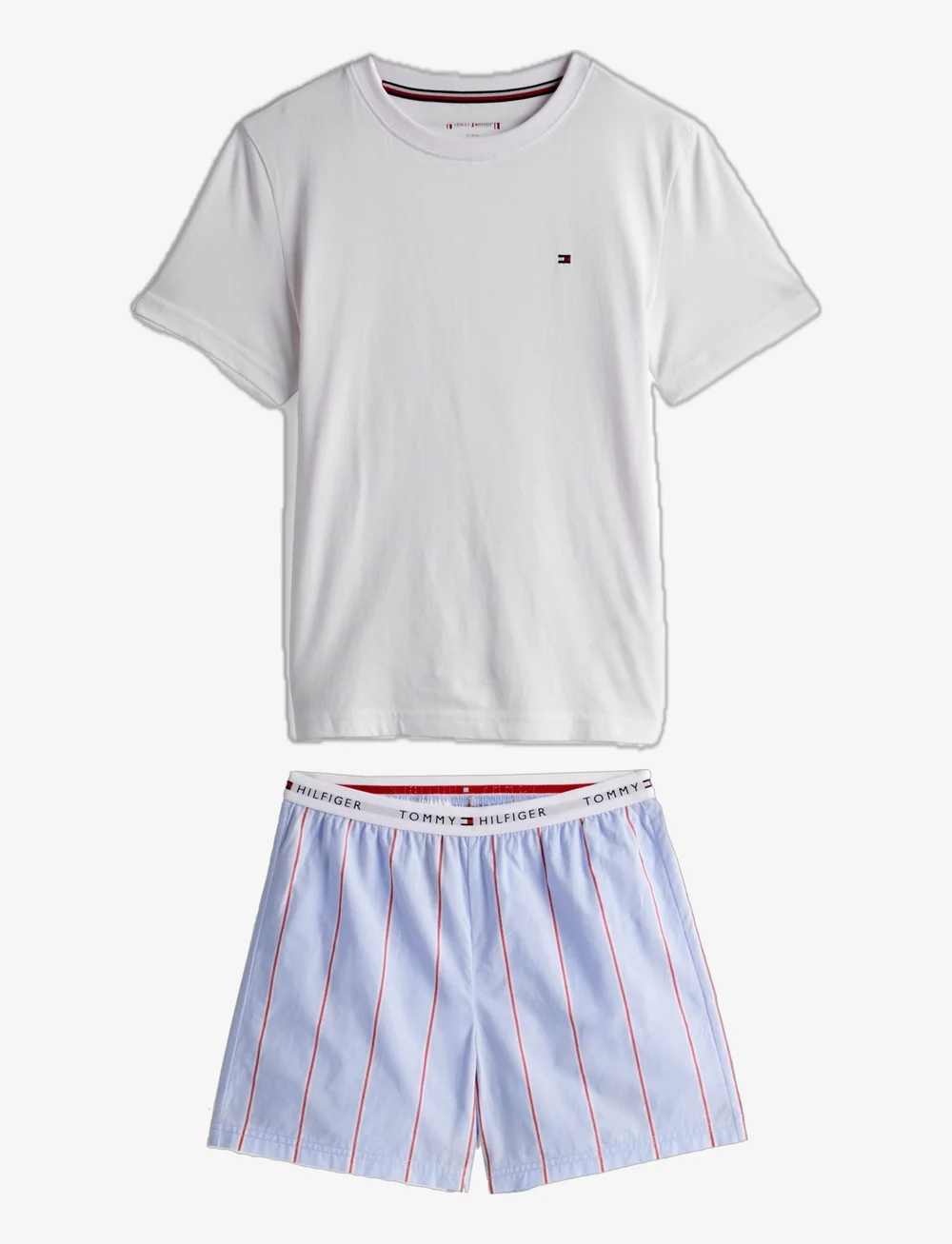 Tommy Hilfiger - S/S PJ SET - pyjama-sets - white / block stripe sweet blue - 1