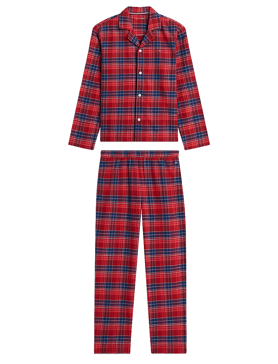 Tommy Hilfiger - FLANNEL PJ SET - pyjama-sets - check global stp medium red - 1
