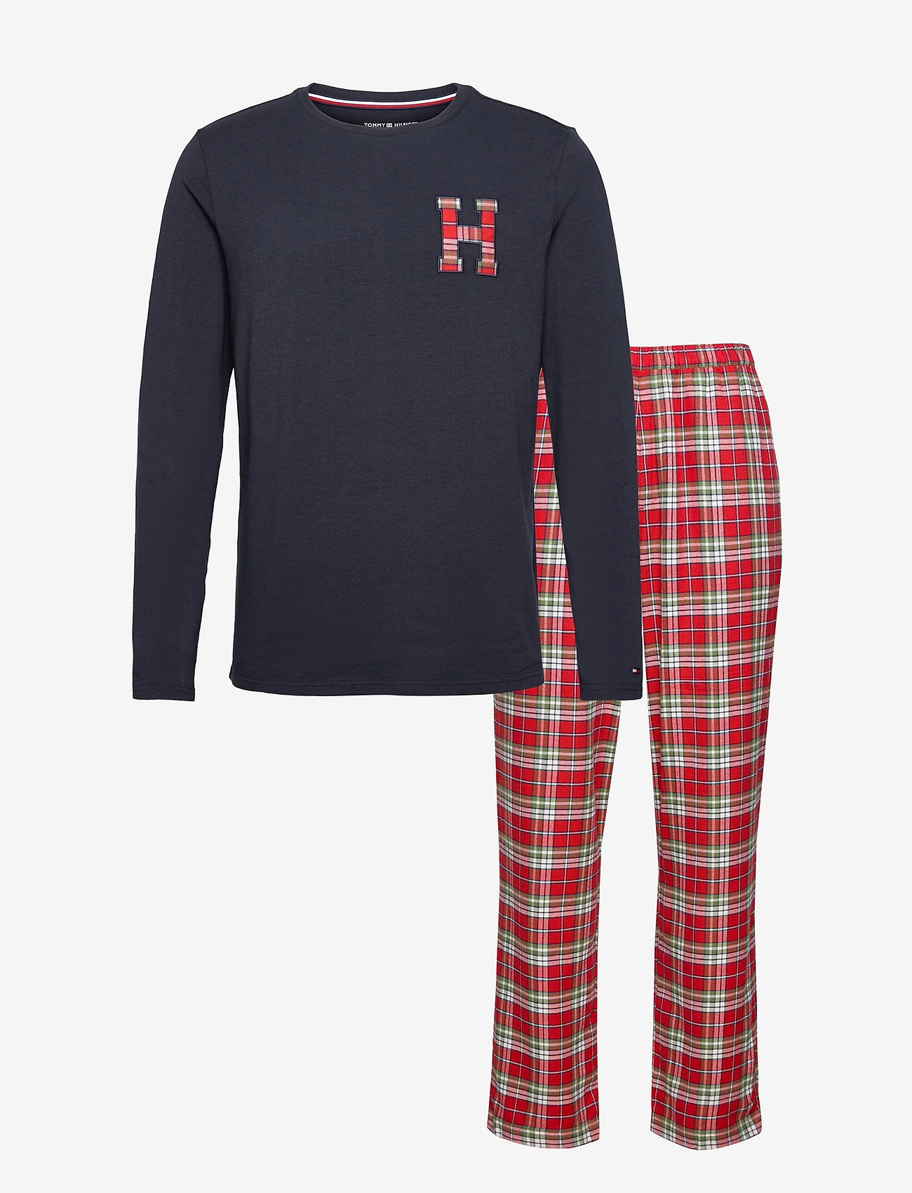 Tommy Hilfiger - LS PANT FLANNEL SLIPPER SET - des sky/hilfiger plaid - 0