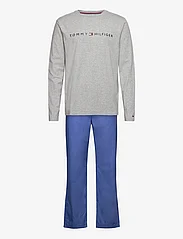 Tommy Hilfiger - LS PANT WOVEN SET - pyjamasets - light grey ht/iris blue - 2