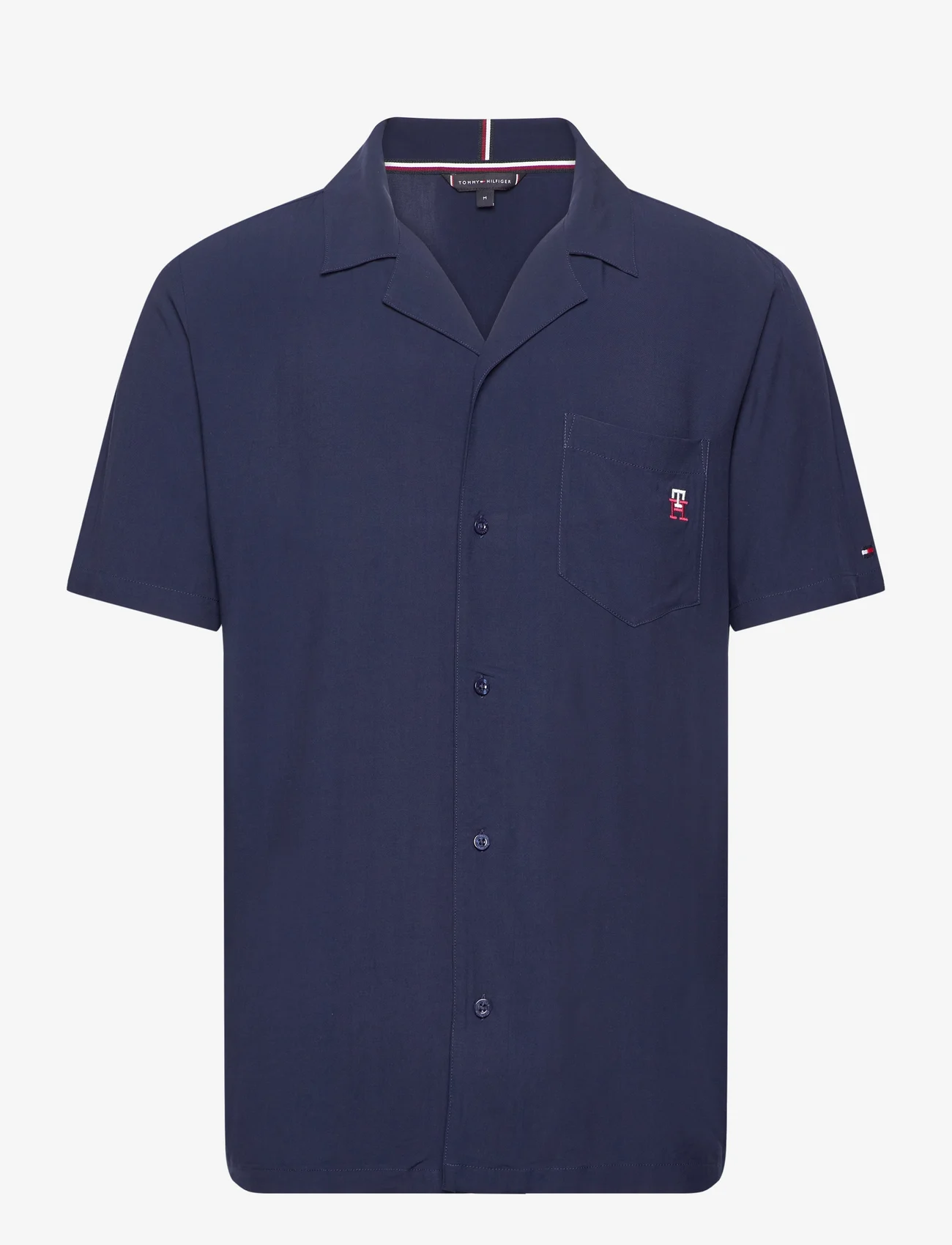 Tommy Hilfiger - SS WOVEN PJ SHIRT - pižamų marškinėliai - carbon navy - 0