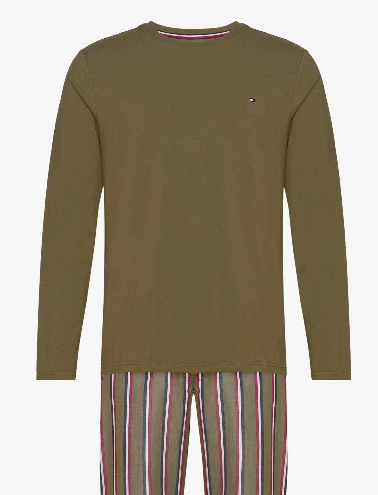 Tommy Hilfiger - LS PANT WOVEN SET PRINT - pyjama sets - putting green / bold stripe - 0