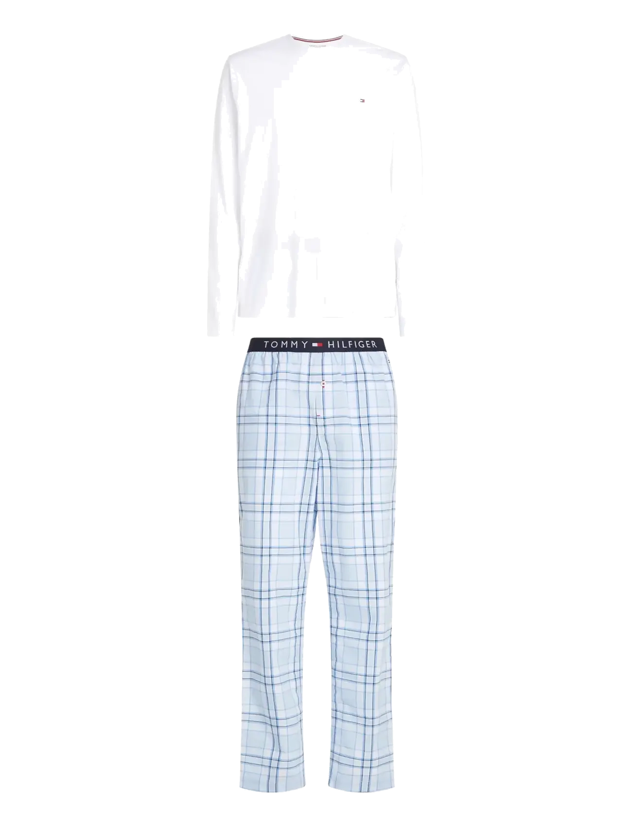 Tommy Hilfiger LS PANT WOVEN SET PRINT - Pidžaamad - WHITE / SUMMER PLAID / white