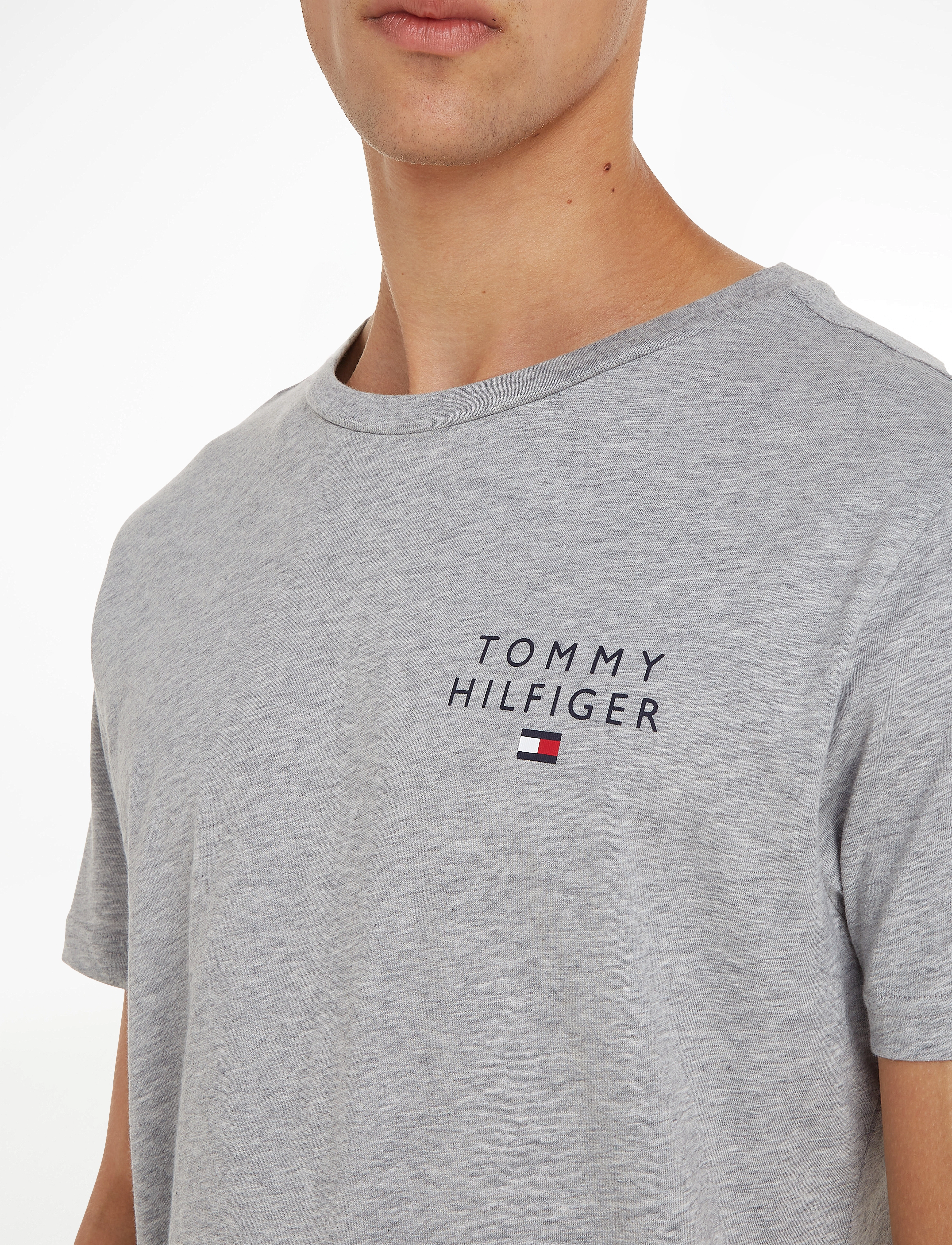 Tommy Hilfiger - CN SS TEE LOGO - kortærmede t-shirts - light grey heather - 5