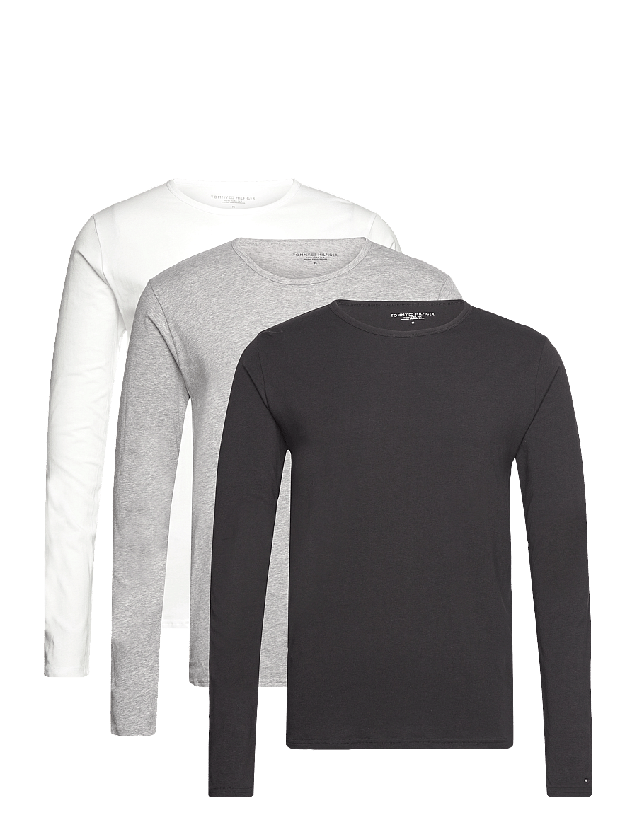 Tommy Hilfiger - 3P LS Tee - pitkähihaiset - black white grey heather - 1