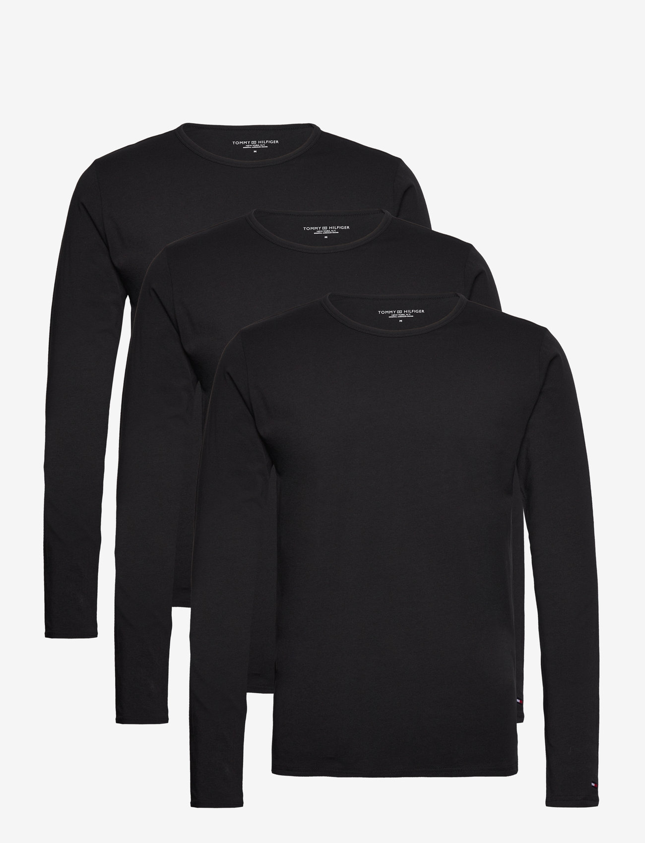 Tommy Hilfiger - 3P LS Tee - långärmade t-shirts - black  black  black - 1