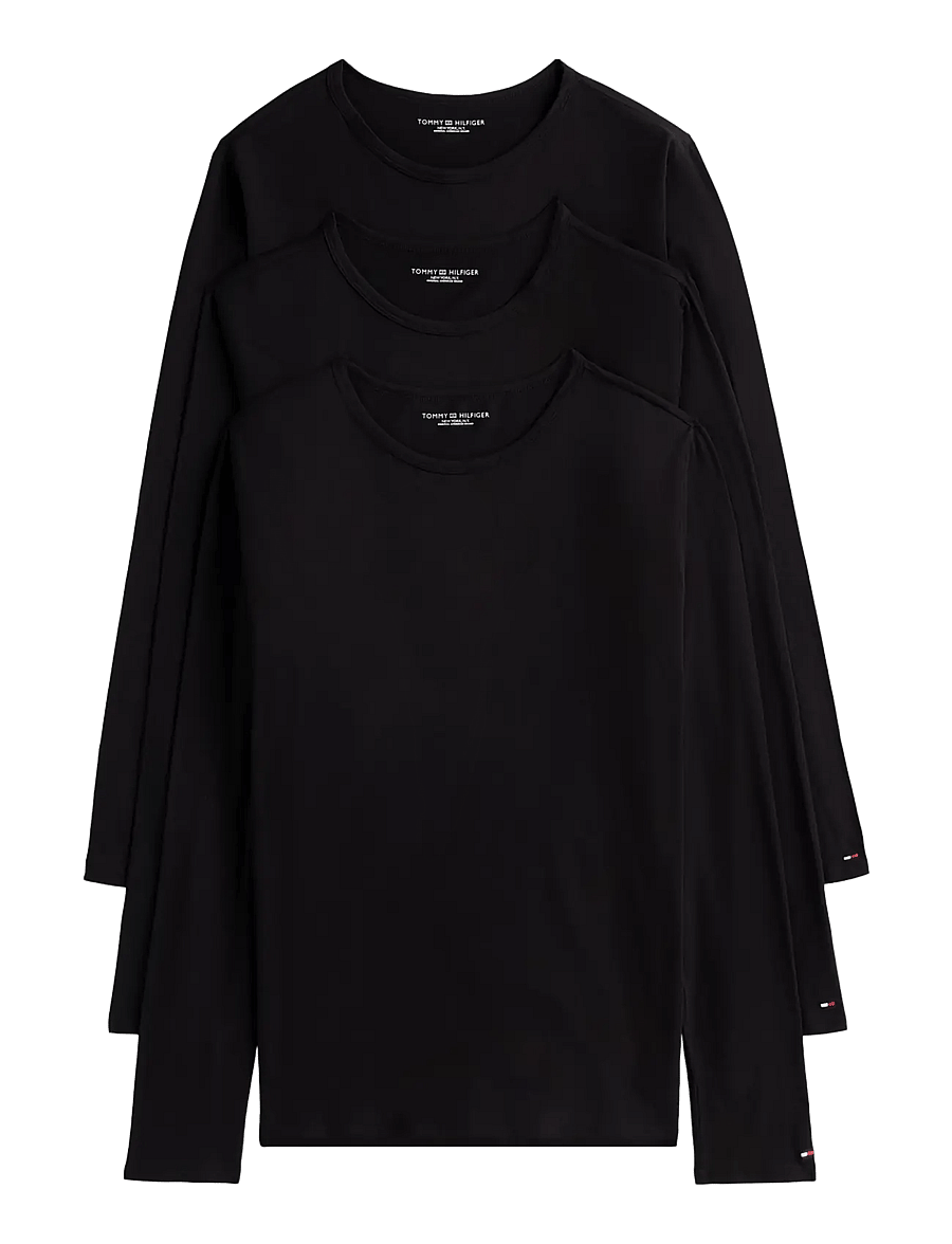 Tommy Hilfiger - 3P LS Tee - langärmelige t-shirts - black black black - 1