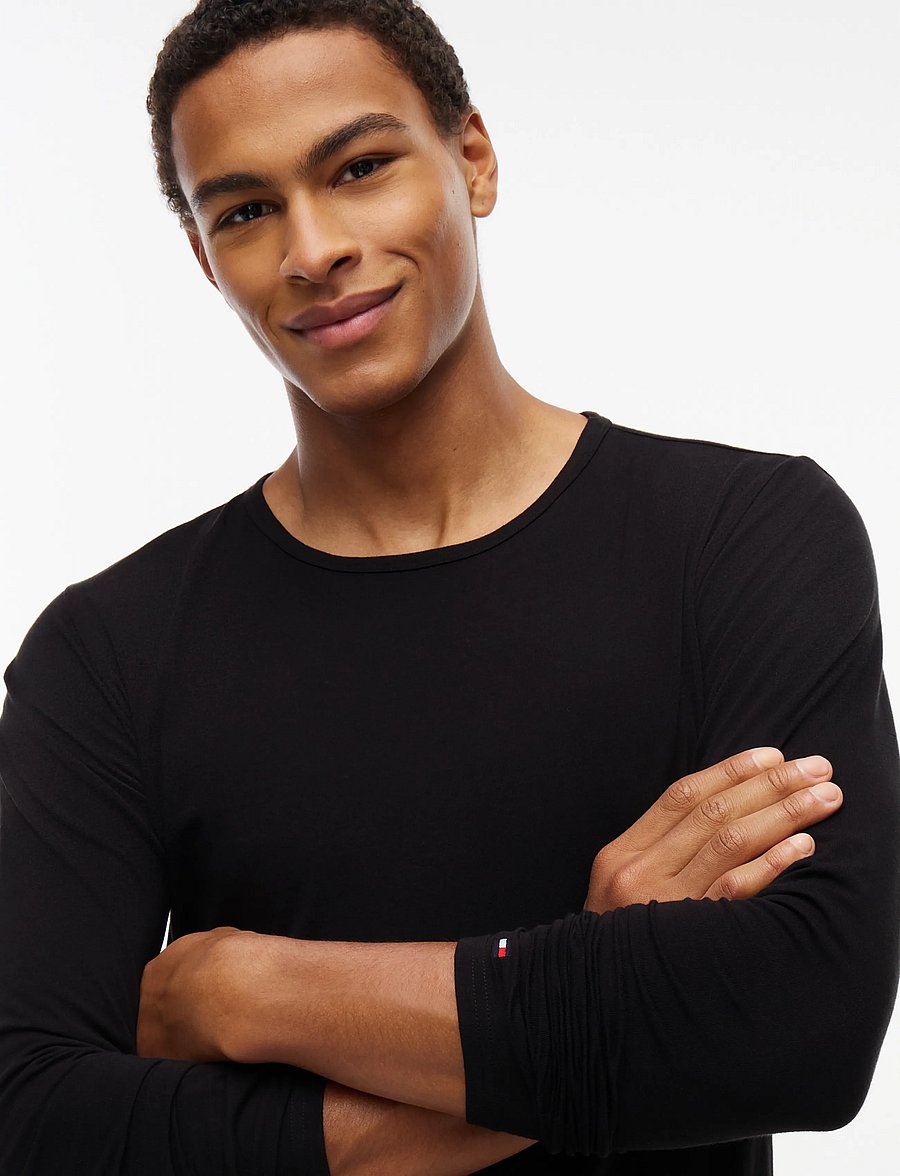 Tommy Hilfiger - 3P LS Tee - langärmelige t-shirts - black black black - 4