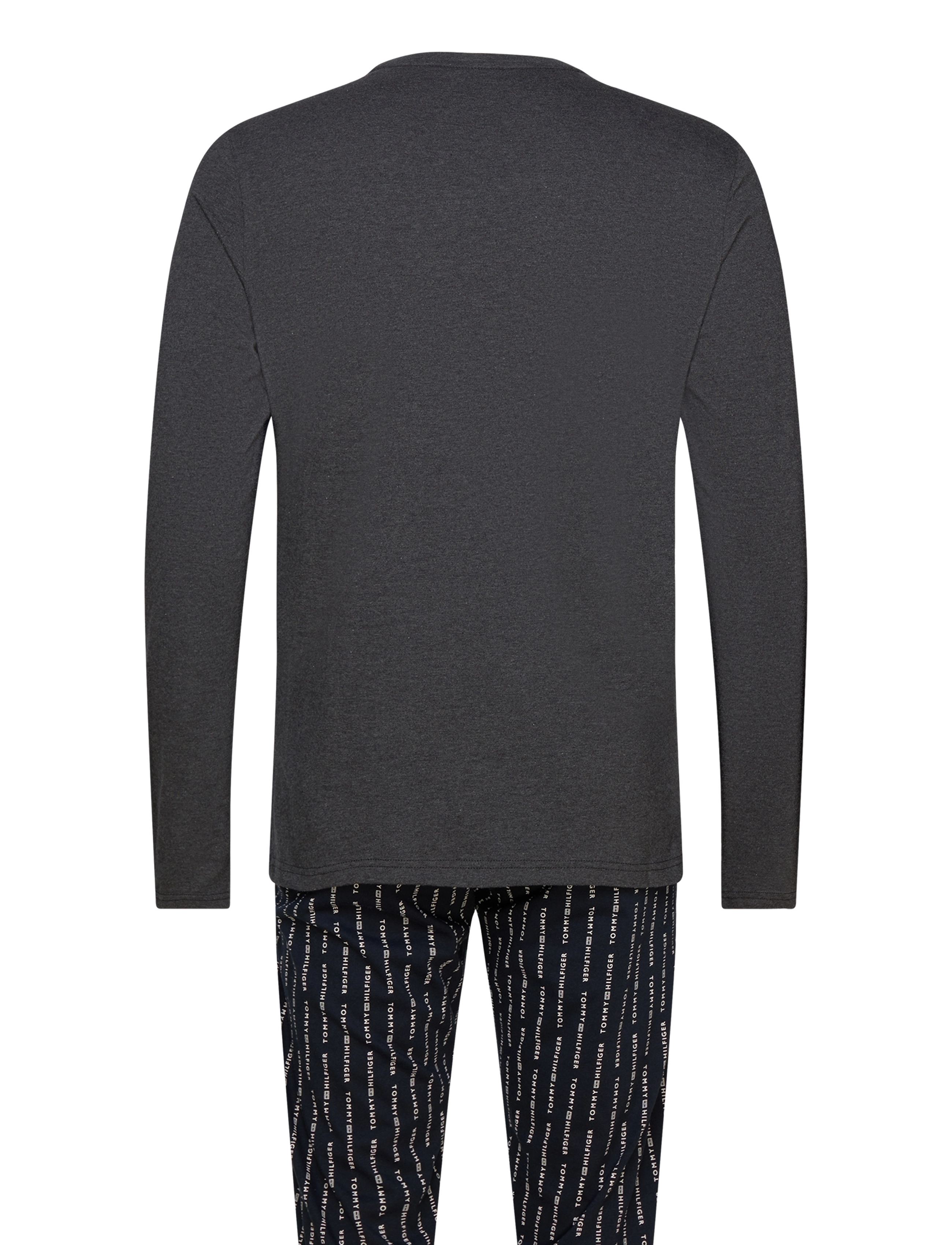 Tommy Hilfiger - LS PRINT PJ JERSEY SELF FAB WB - dark gry ht/ logo pinstripe dst sky - 1