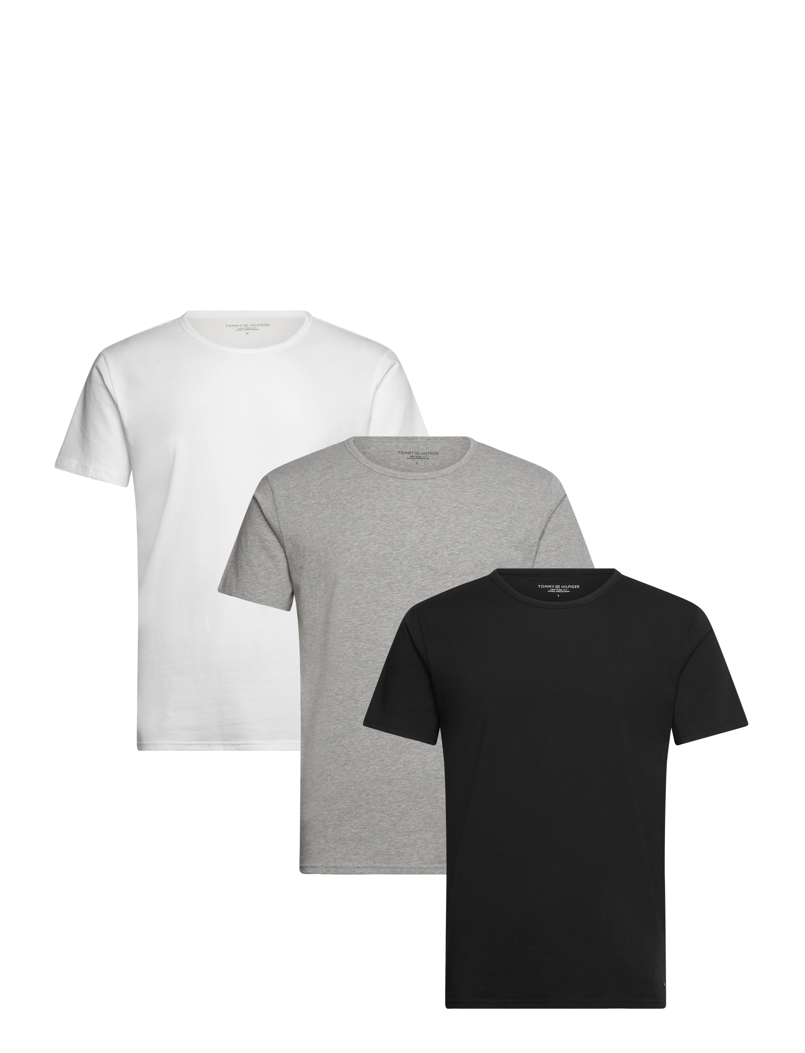 Tommy Hilfiger - STRETCH CN TEE SS 3PACK - t-paidat monipakkauksessa - black white grey heather - 0
