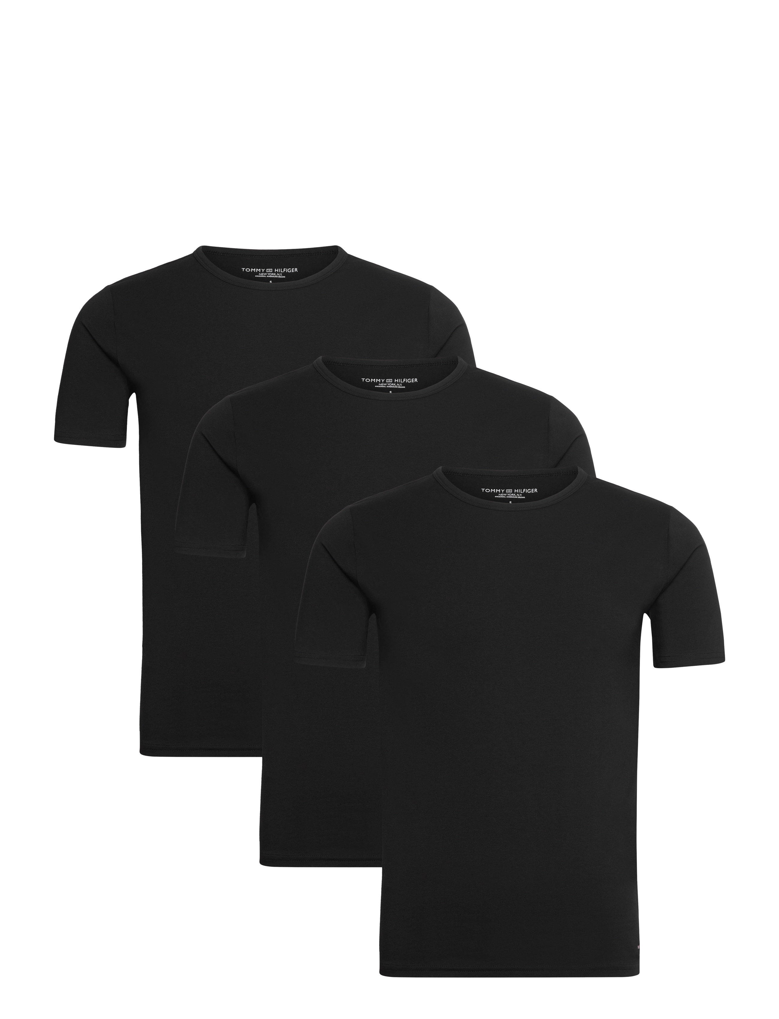 Tommy Hilfiger STRETCH CN TEE SS 3PACK - T-Shirts - BLACK BLACK BLACK / black