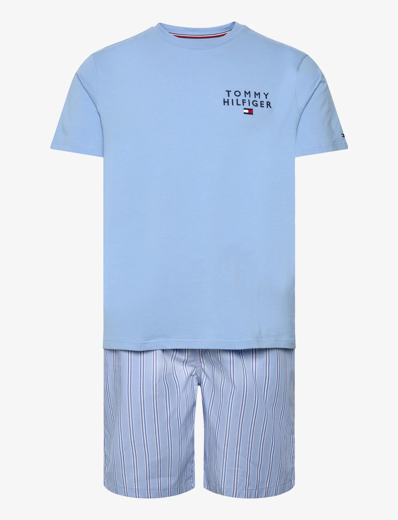 Tommy Hilfiger - SS WOVEN PJ SET DRAWSTRING - pižamų rinkinys - cloudy blue / sport stripes - 0