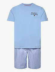 Tommy Hilfiger - SS WOVEN PJ SET DRAWSTRING - pižamų rinkinys - cloudy blue / sport stripes - 0