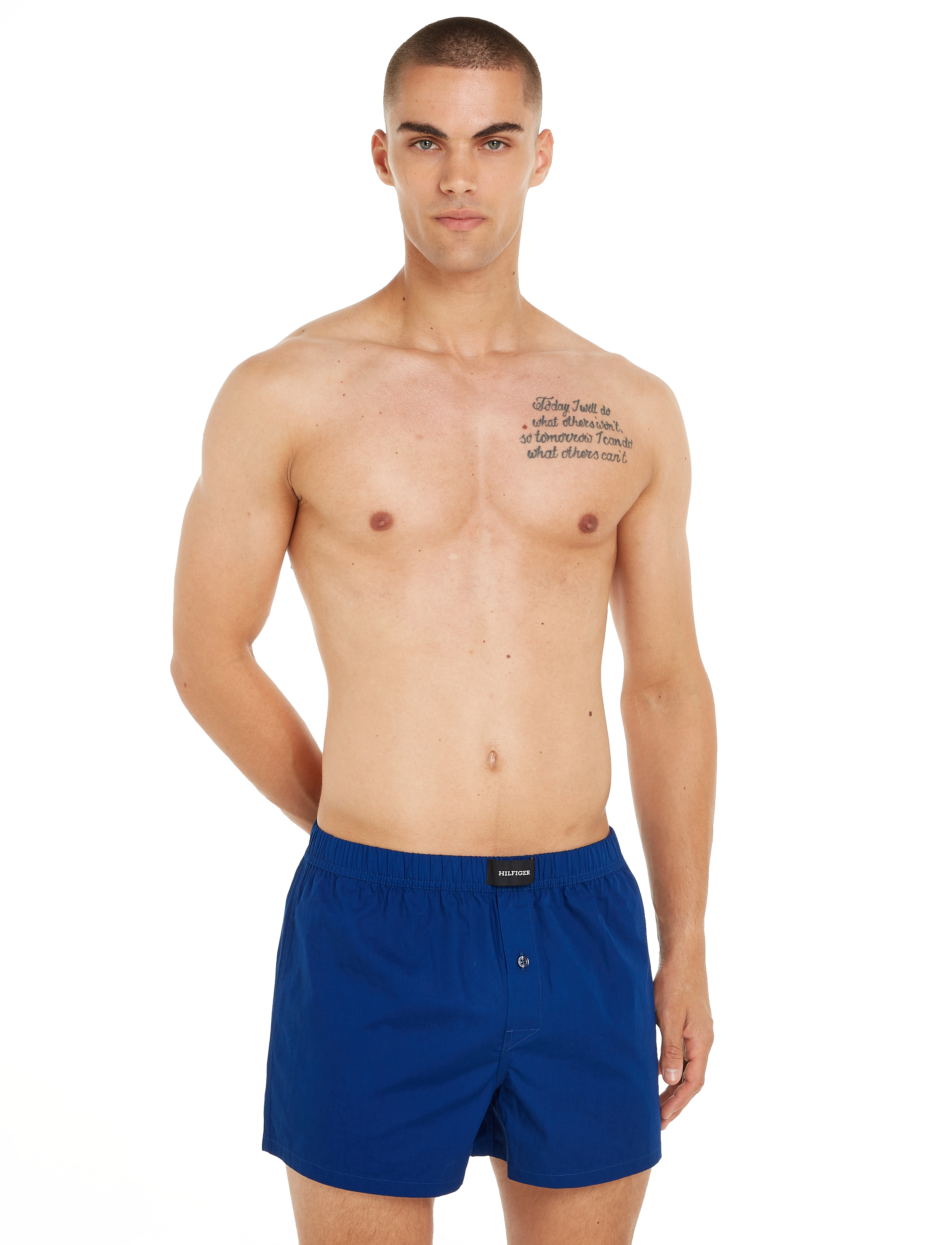 Tommy Hilfiger - 3P WOVEN BOXER - des sky/anchor blue/rouge - 1