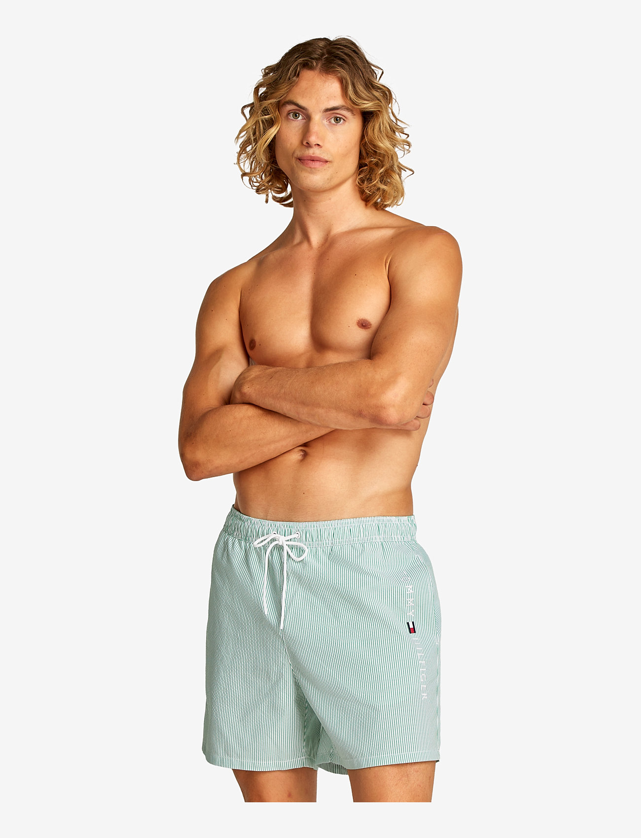 Tommy Hilfiger - MEDIUM DRAWSTRING ITHACA STRIPE - badeshorts - ithaca white radiant green - 0