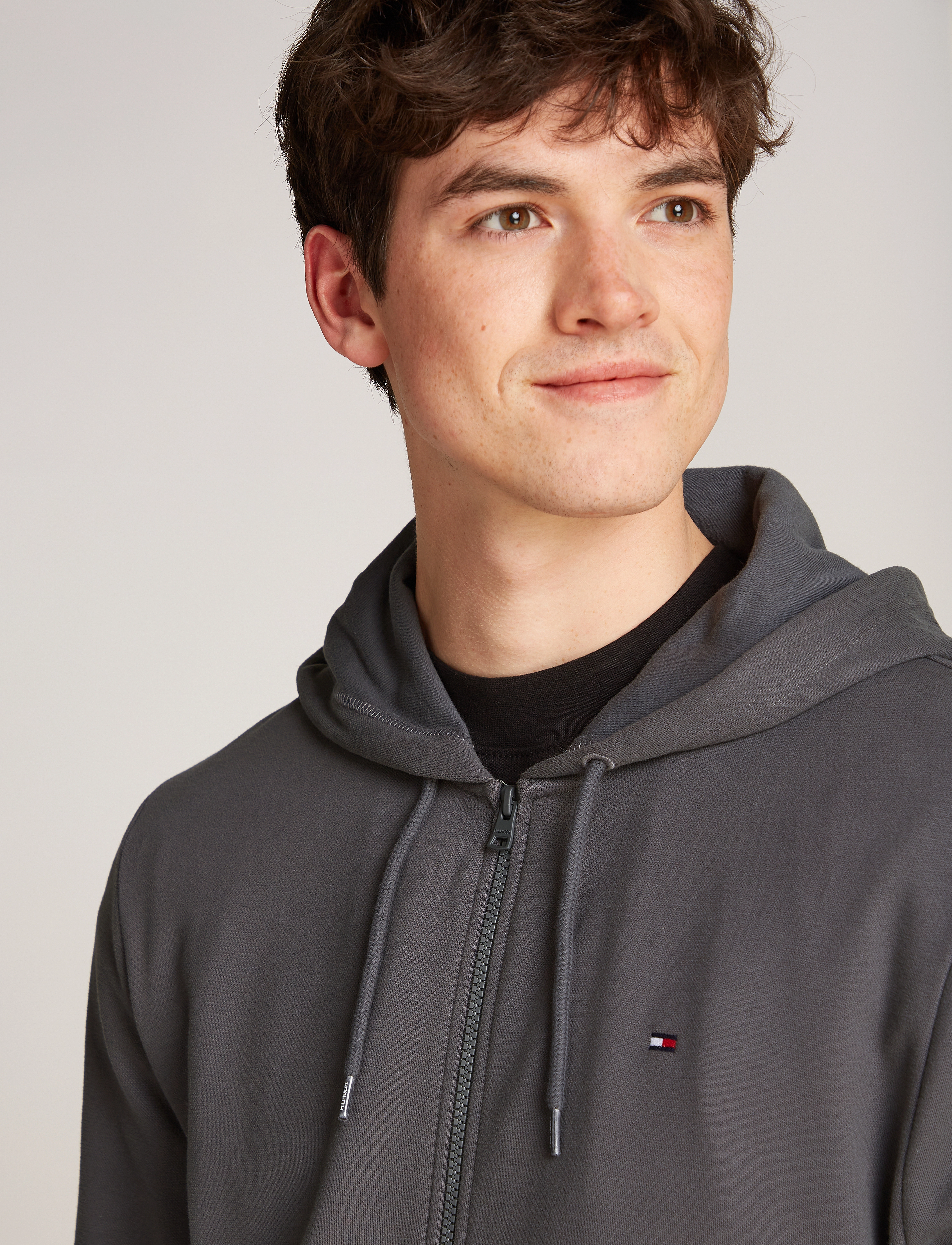 Tommy Hilfiger - FZ HOODIE - dark ash - 4