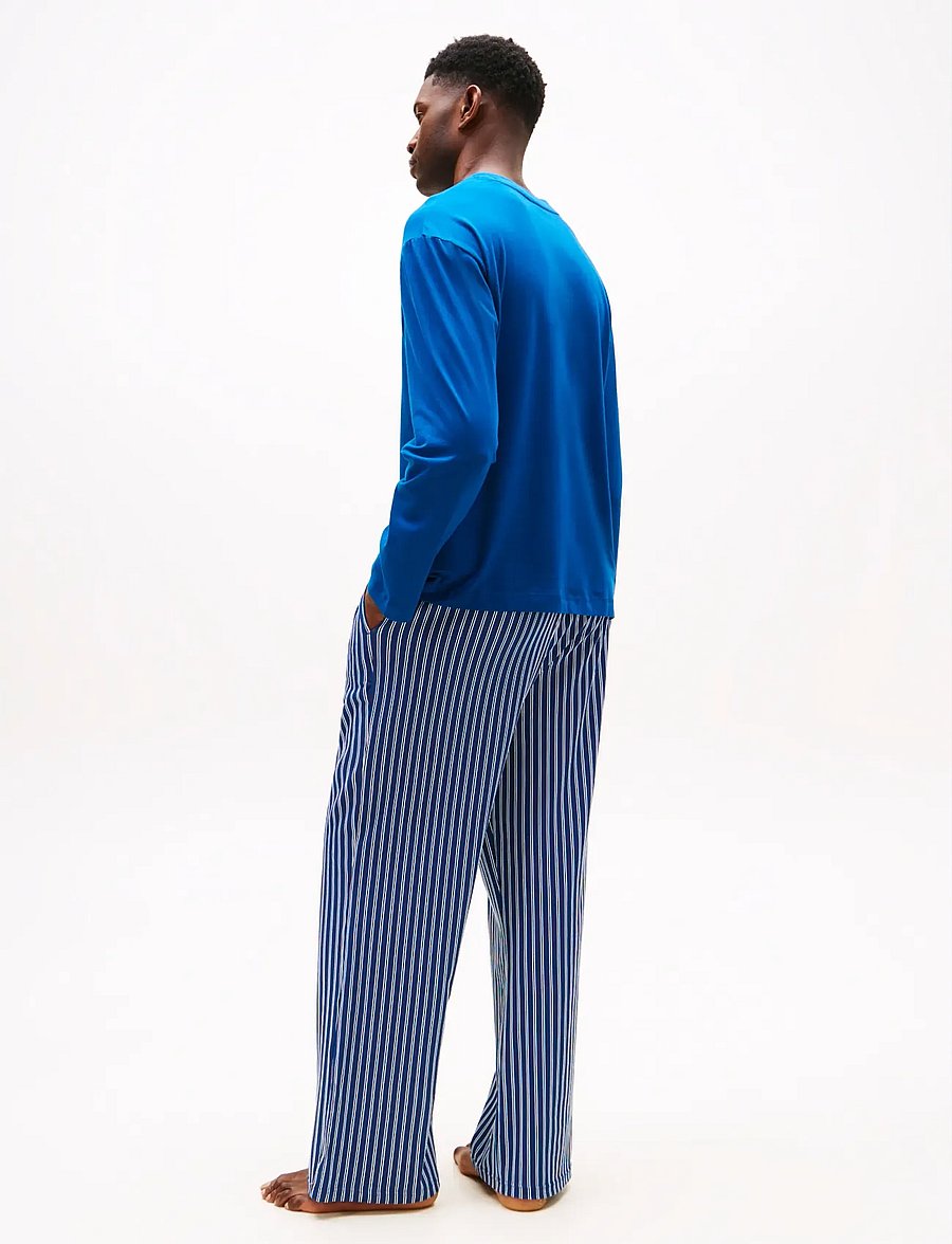 Tommy Hilfiger - LS JERSEY PJ SET PRINT - pyjamasset - deep indigo blue dense stripe - 4