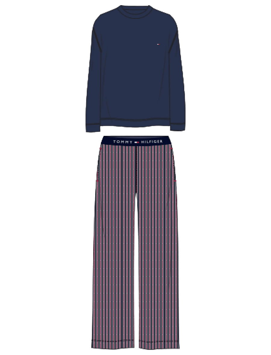 Tommy Hilfiger - LS JERSEY PJ SET PRINT - nattøj sæt - preppy navy rwb stripe - 1