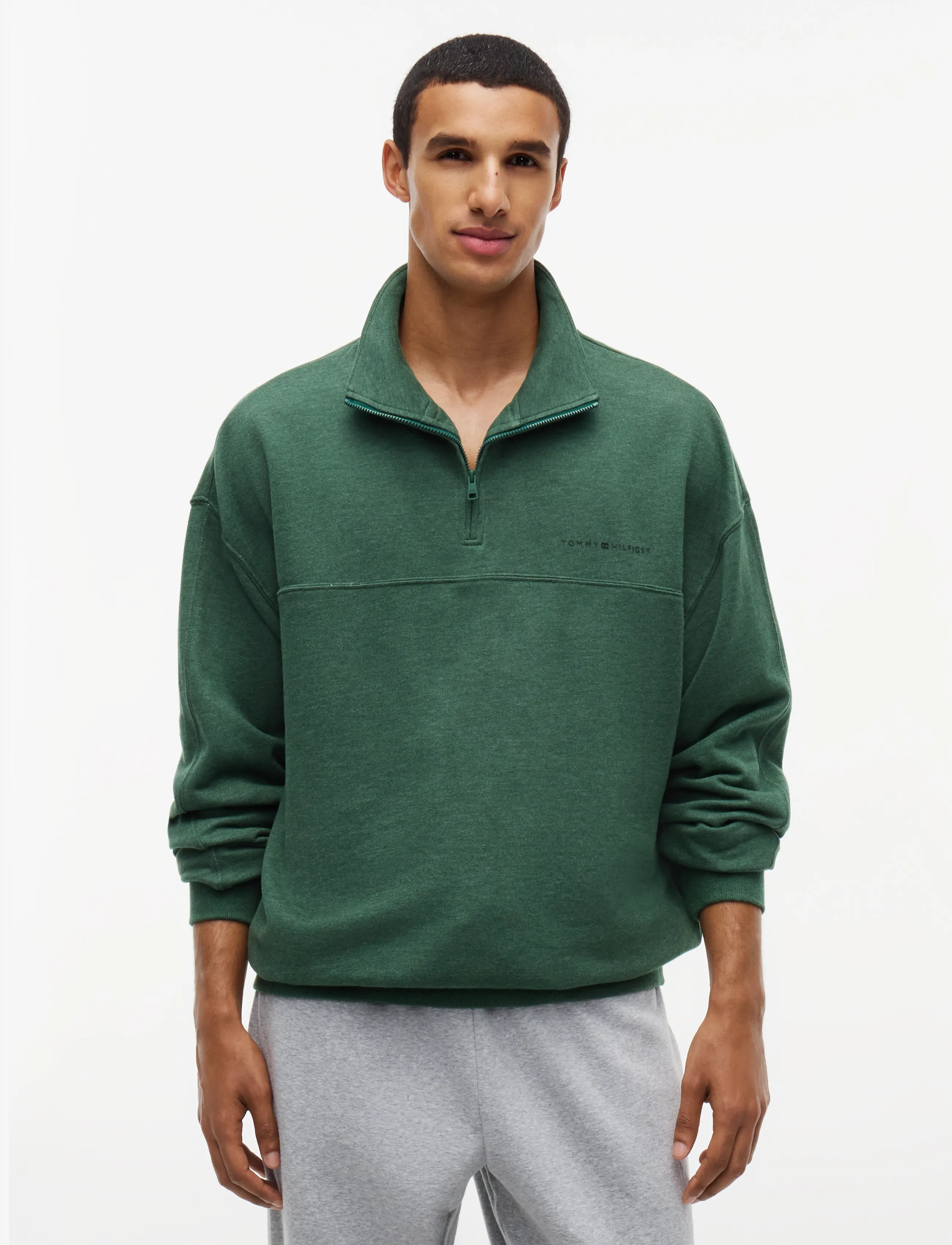 Tommy Hilfiger HALF ZIP - Sweatshirts - ORNAMENTAL GREEN HEATHER / green